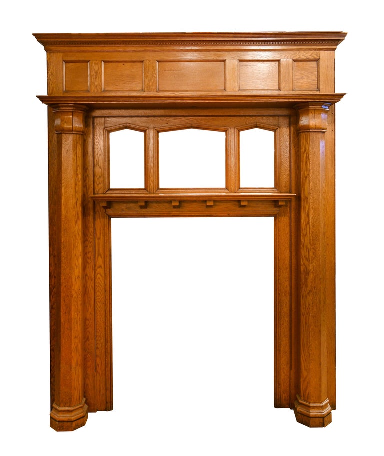 Golden Oak fireplace Mantel with Octagonal Columns For Sale at 1stDibs