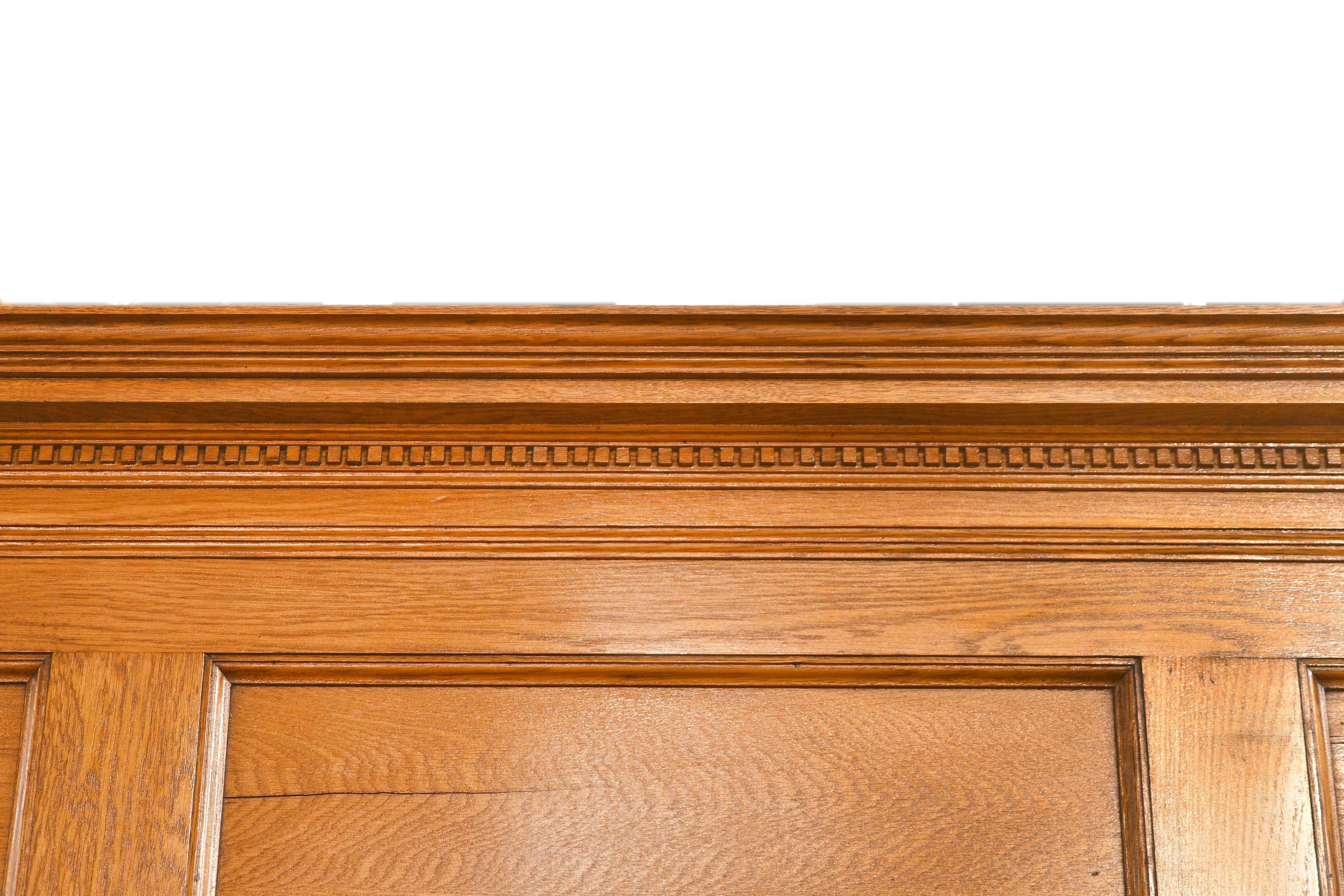 Arts and Crafts Golden Oak fireplace Mantel with Octagonal Columns For Sale