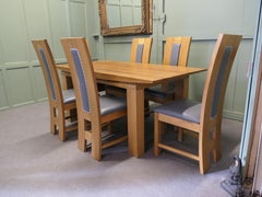 Golden Oak Modernist Dining Table and 6 Chairs