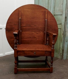 Golden Oak Monks Bench, Settle Metamorphic Hall Table