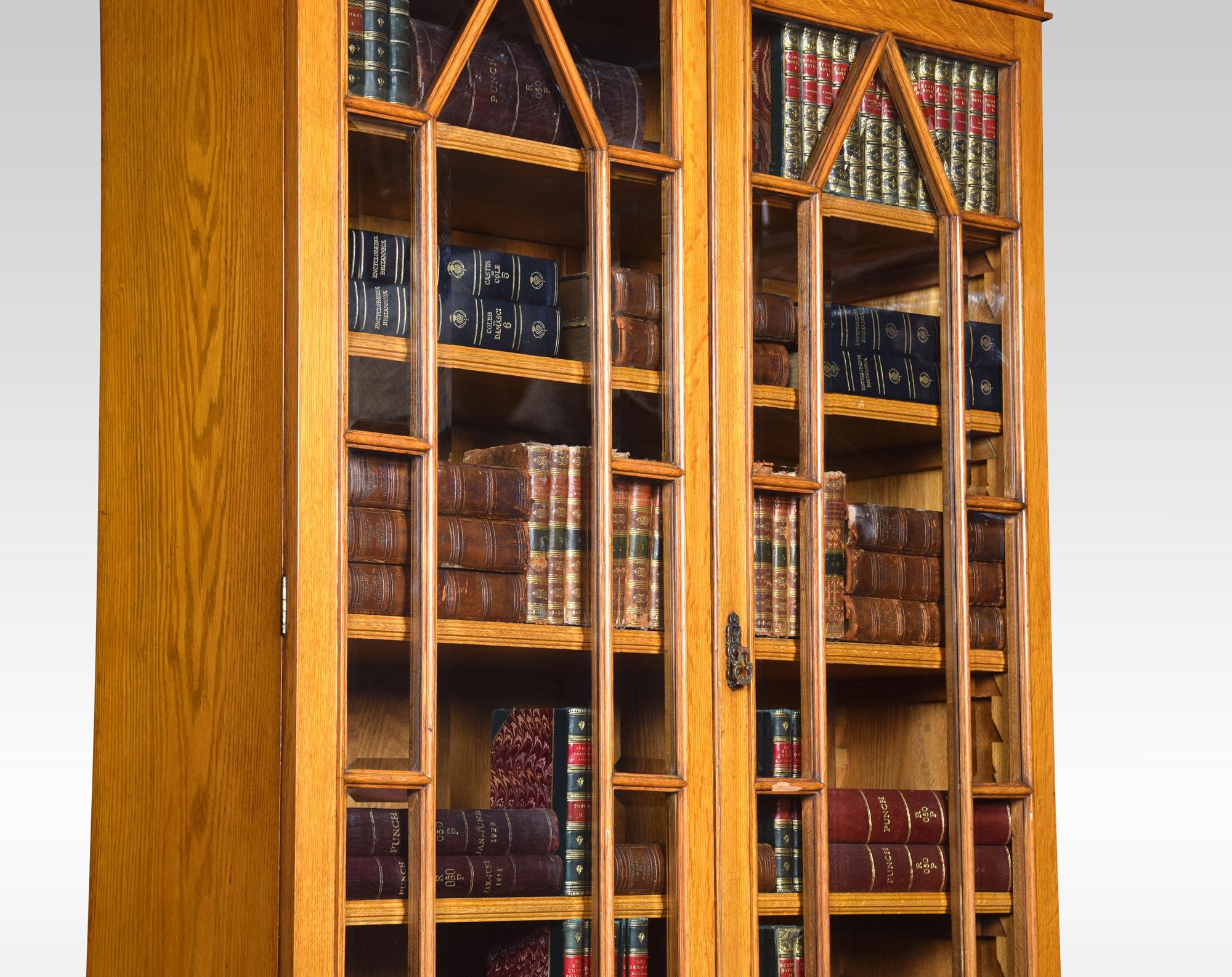 19th Century Golden Oak Two-Door Bookcase