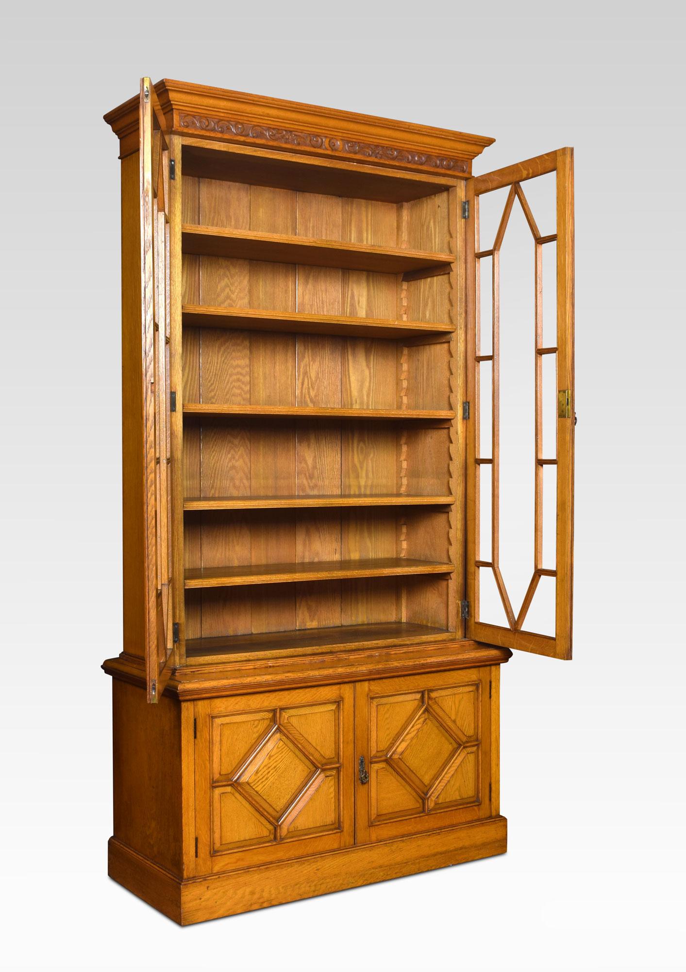 Golden Oak Two-Door Bookcase 1