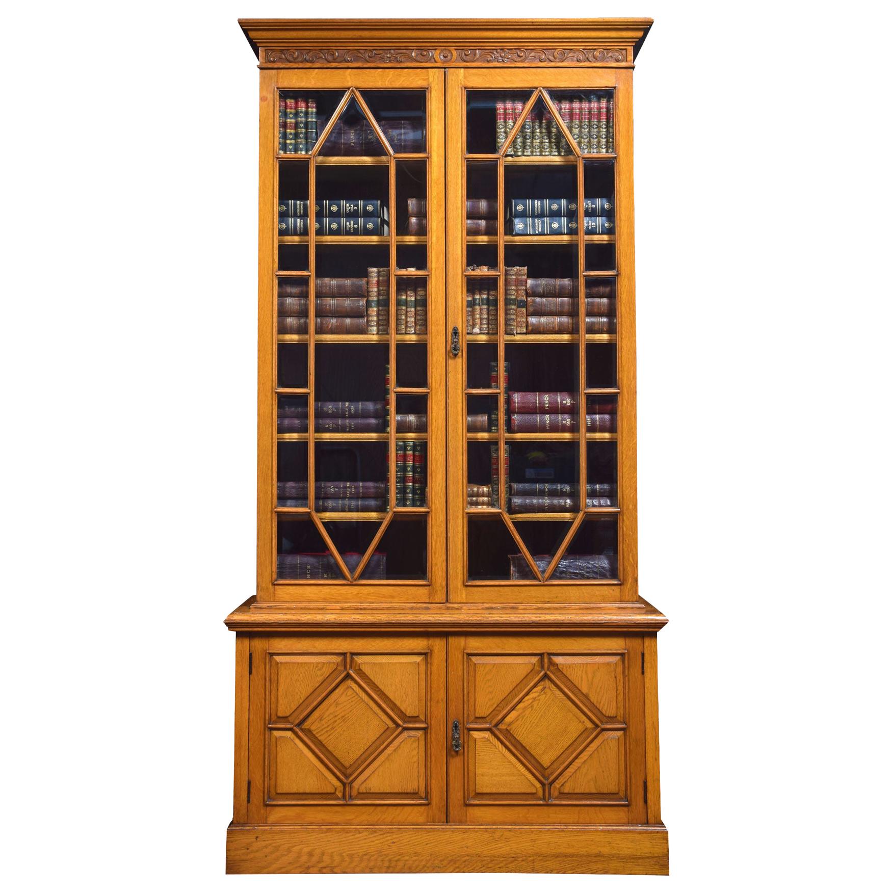 Golden Oak Two-Door Bookcase