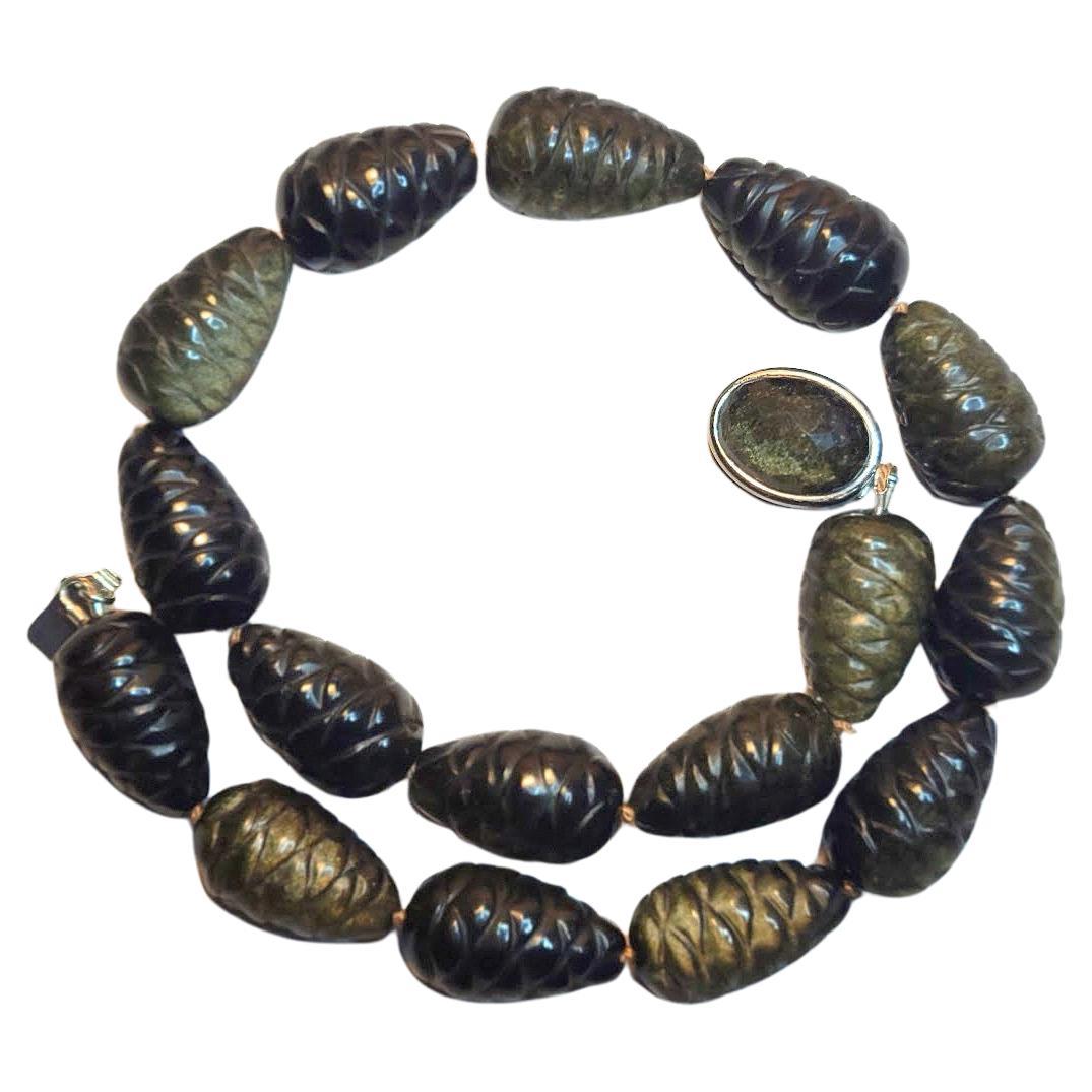 Collana di ossidiana dorata