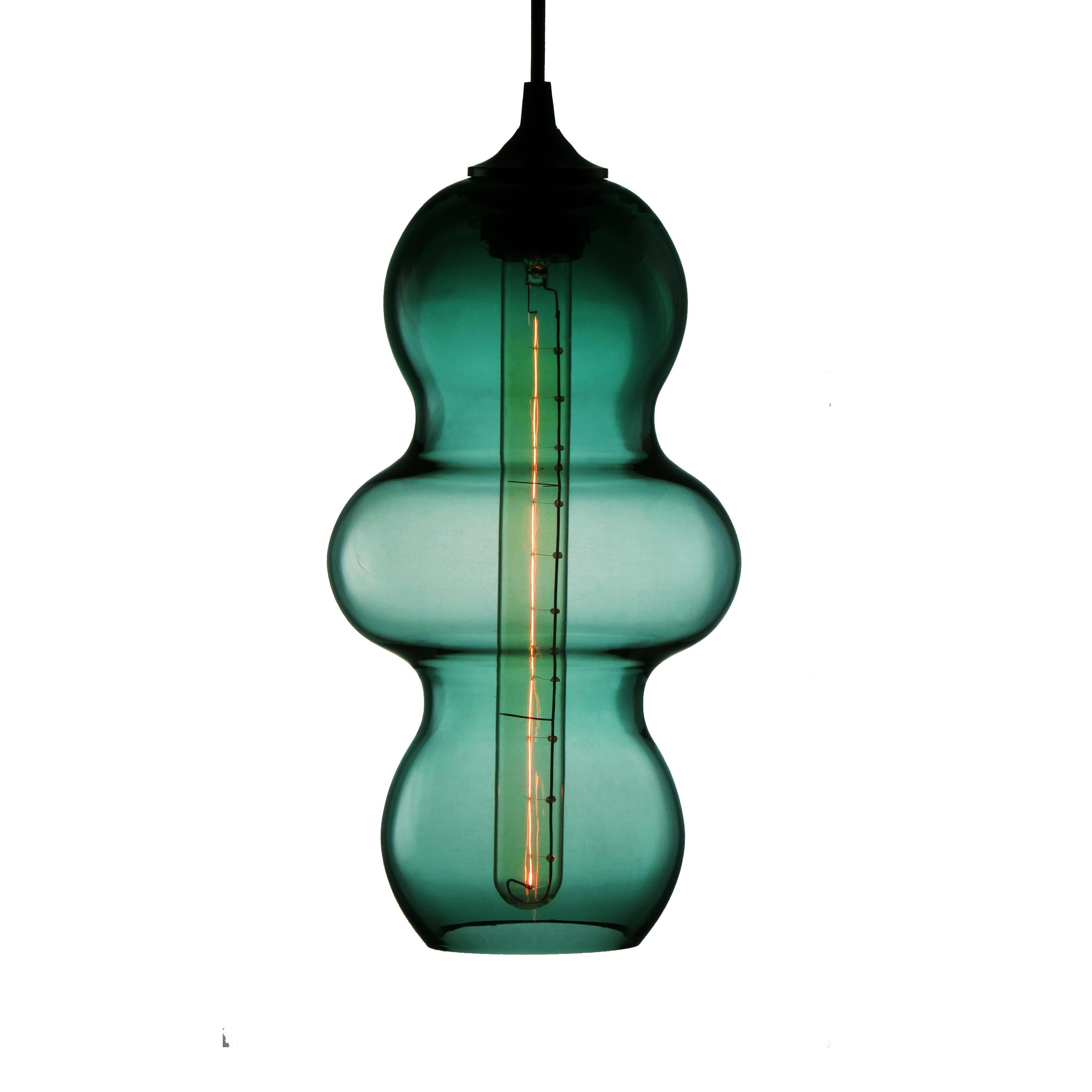 Golden Olive Contemporary Organic Architectural Hand Blown Pendant Lamp For Sale 3