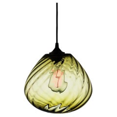 Golden Olive Modern Transparent Hand Blown Glass Architectural Pendant Lamp