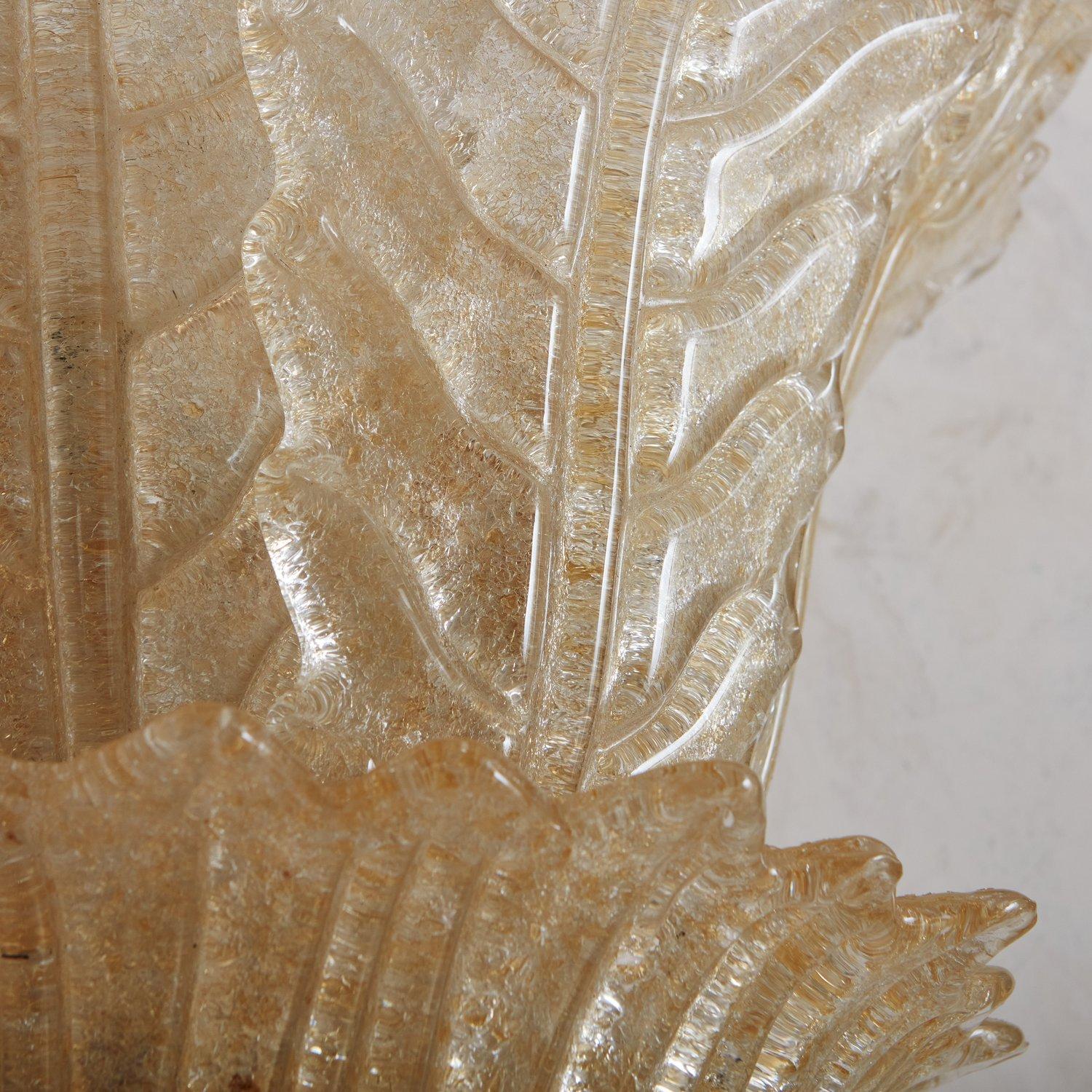 Golden Opalescent Murano Leaf Sconce, Italy 1980s, 3 Available For Sale 1