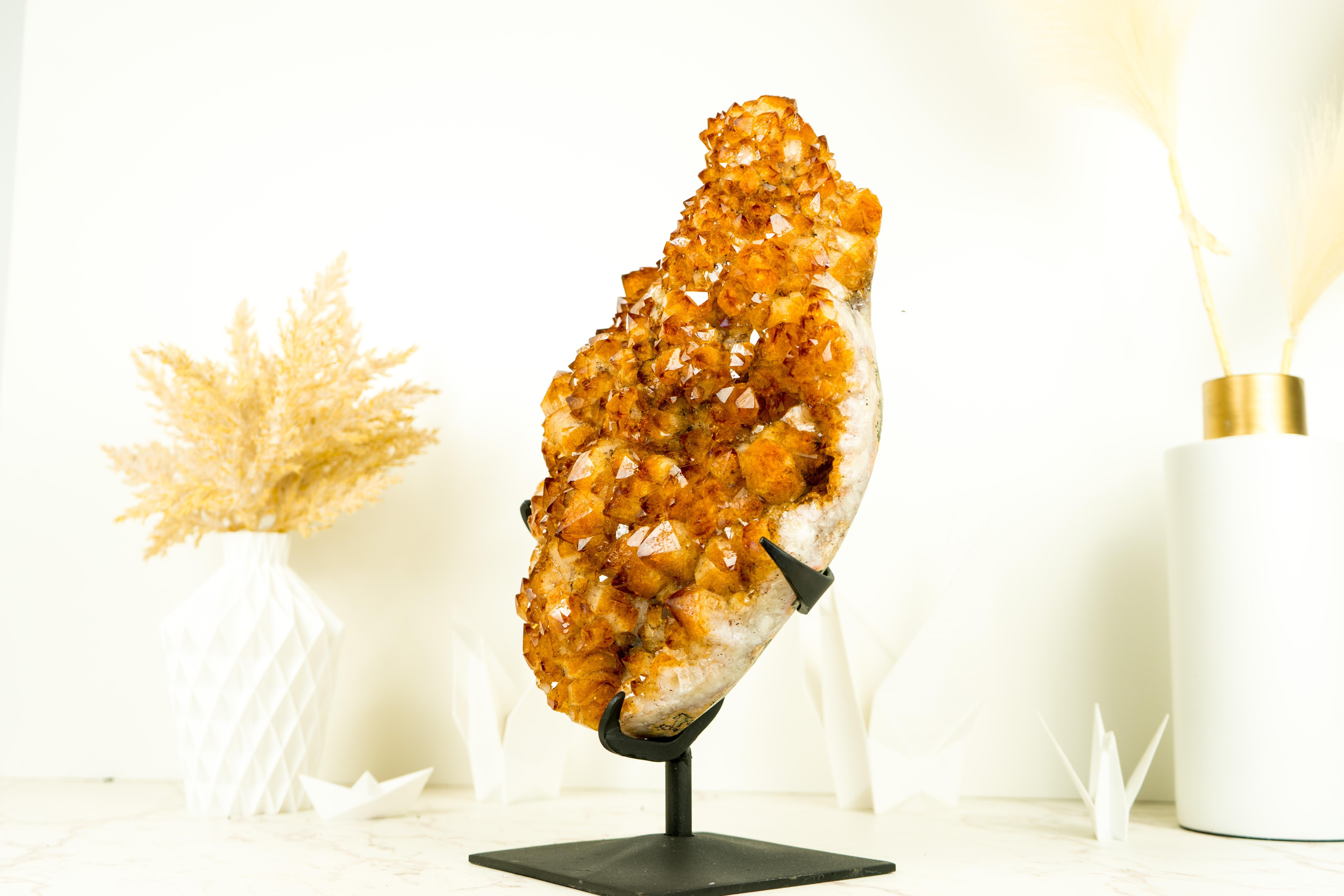 Golden Orange Citrine Cluster with AAA Large Flower Stalactite For Sale 3