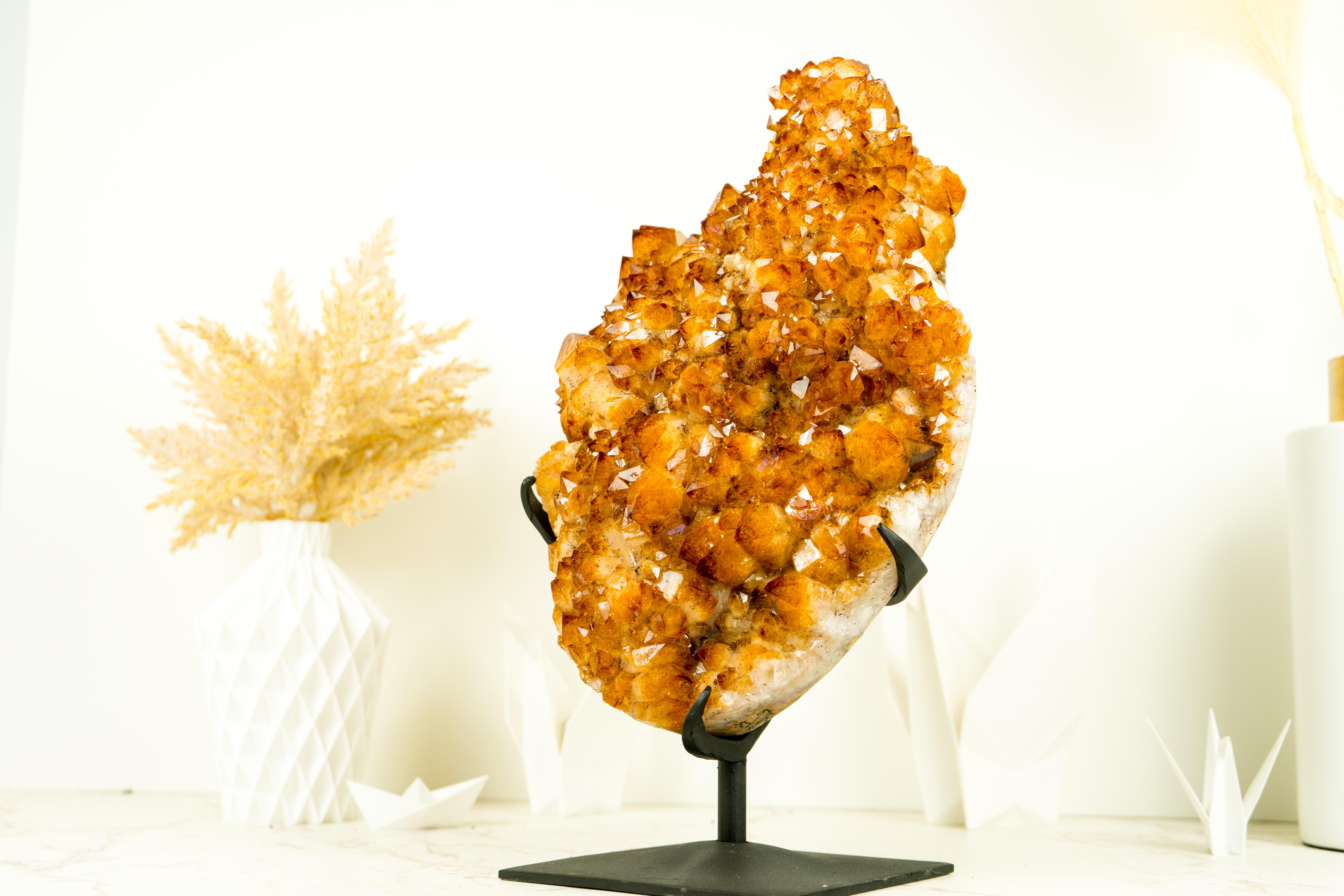 Golden Orange Citrine Cluster with AAA Large Flower Stalactite For Sale 4