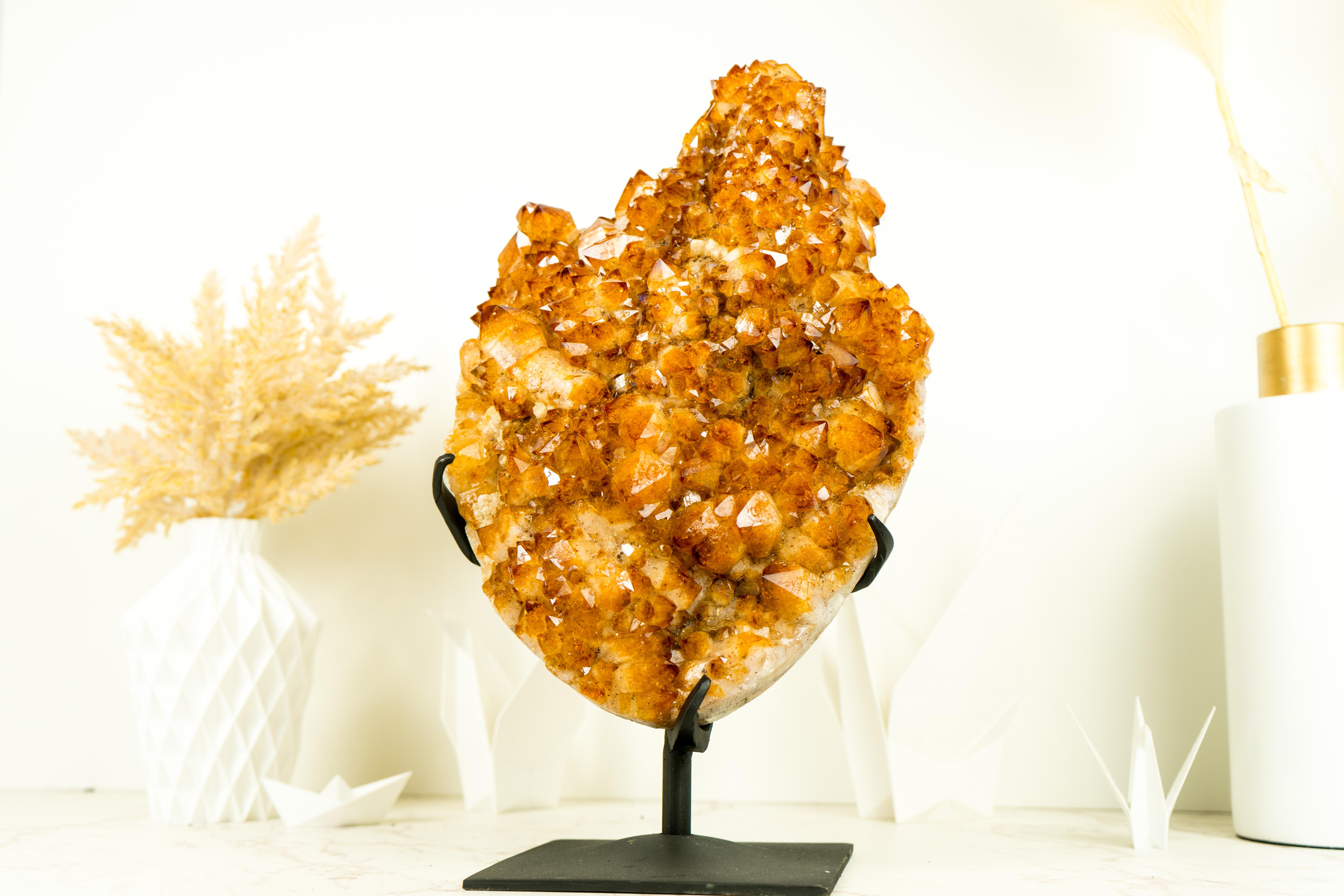 Golden Orange Citrine Cluster with AAA Large Flower Stalactite For Sale 6