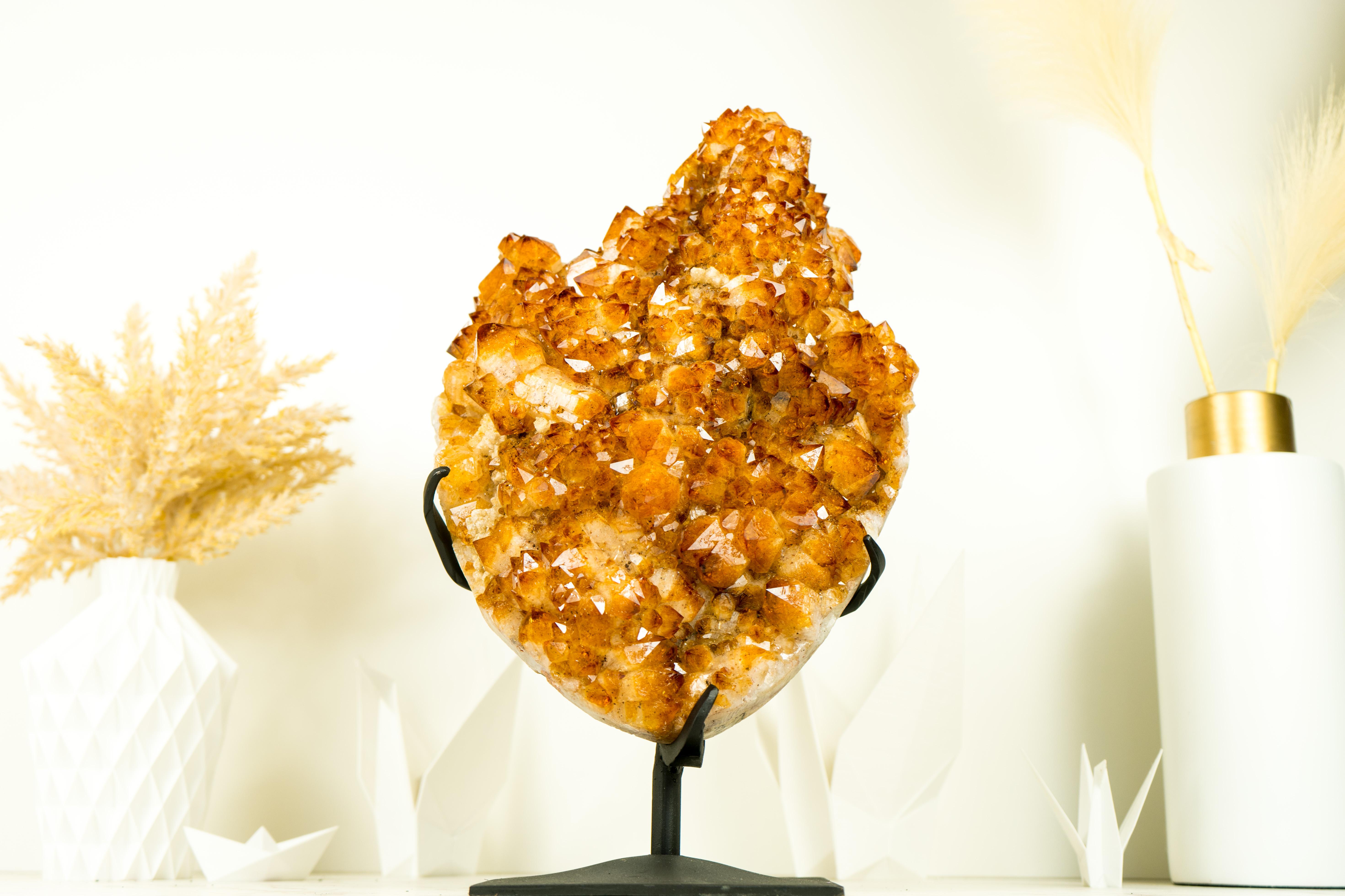 Golden Orange Citrine Cluster with AAA Large Flower Stalactite For Sale 8