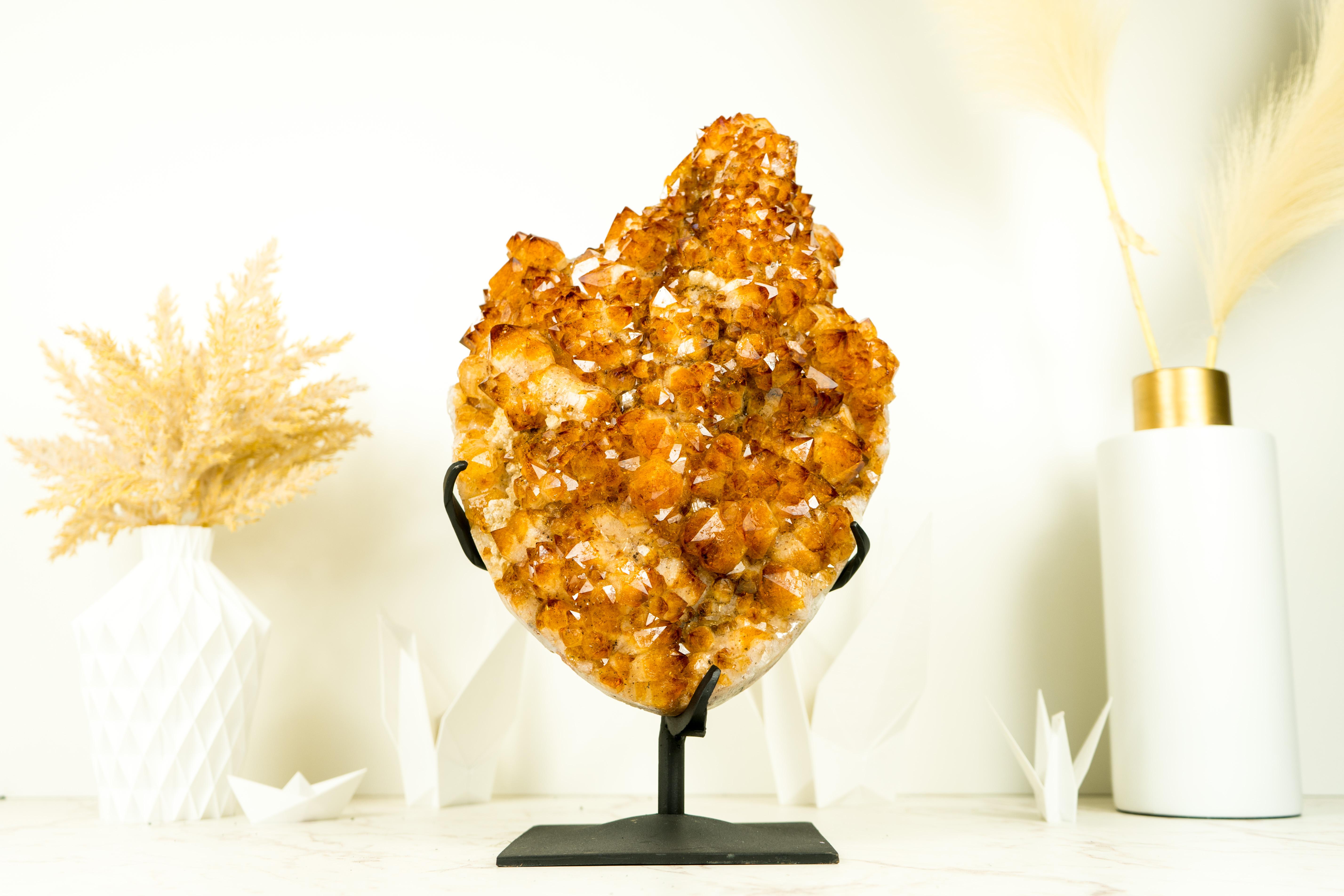 Golden Orange Citrine Cluster with AAA Large Flower Stalactite For Sale 9