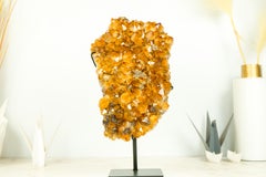 Goldener Orange-Citrin-Cluster mit individuellem Stand, AAA-Grad