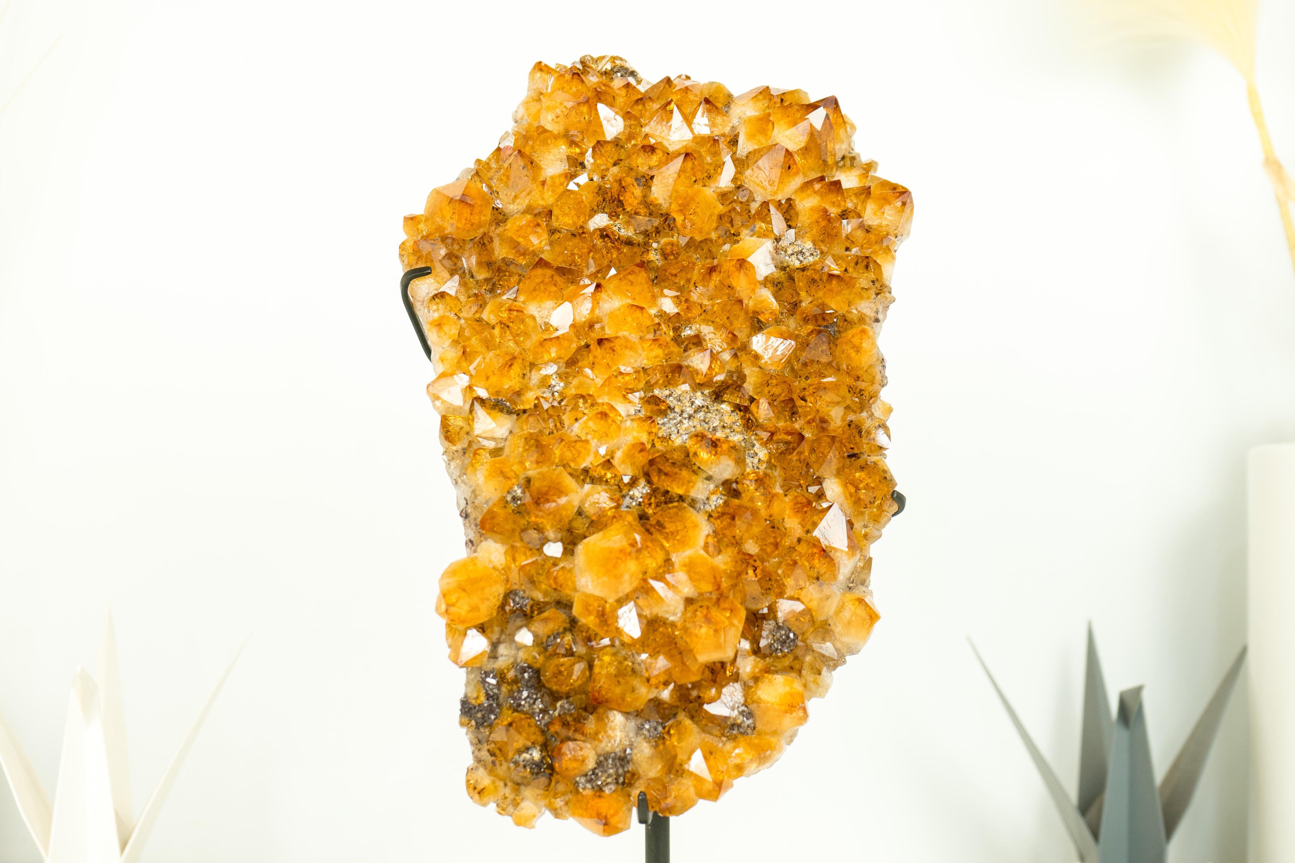 Brazilian Golden Orange Citrine Cluster with Custom Display Stand, AAA-Grade For Sale