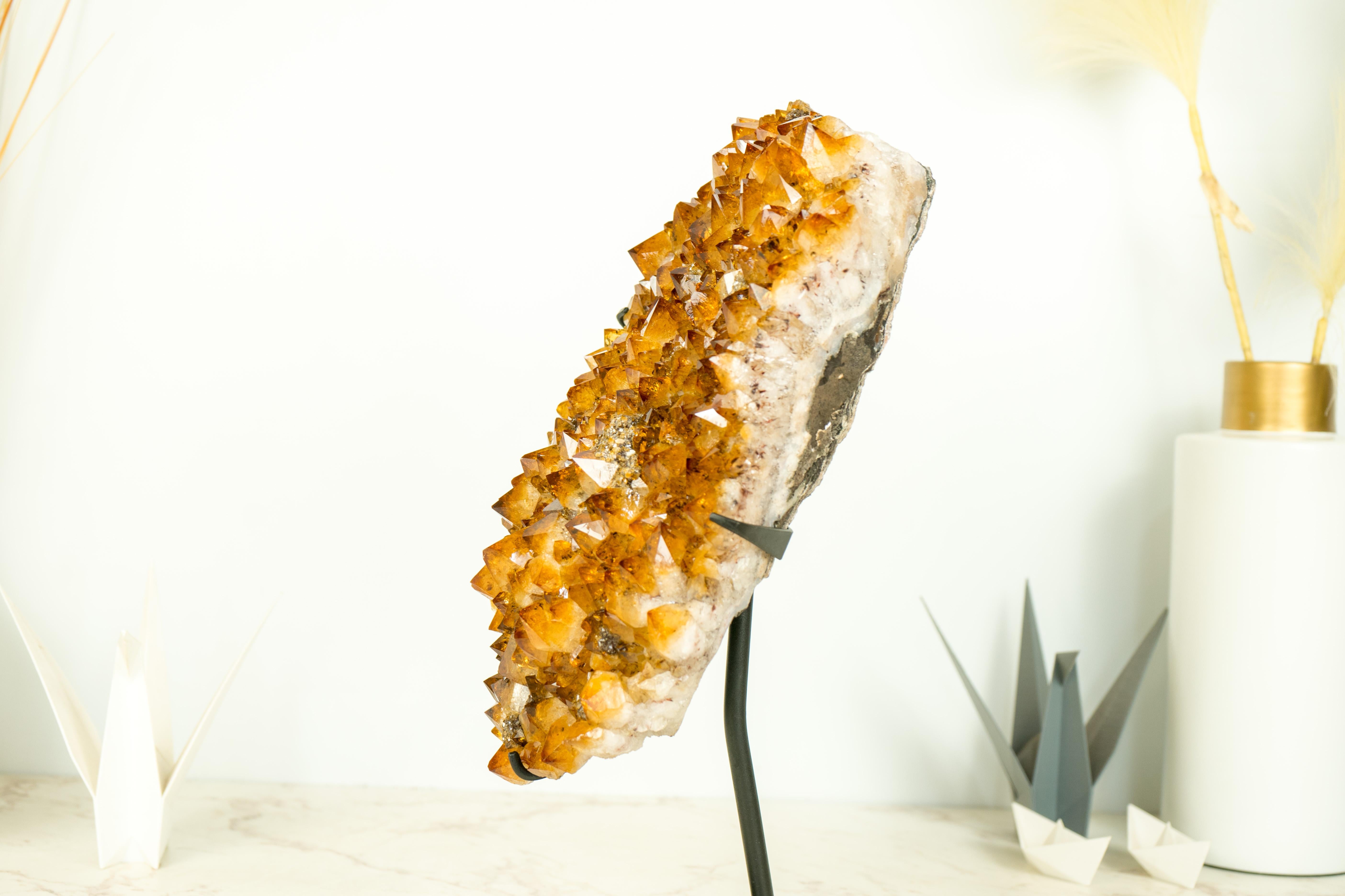 Contemporary Golden Orange Citrine Cluster with Custom Display Stand, AAA-Grade For Sale