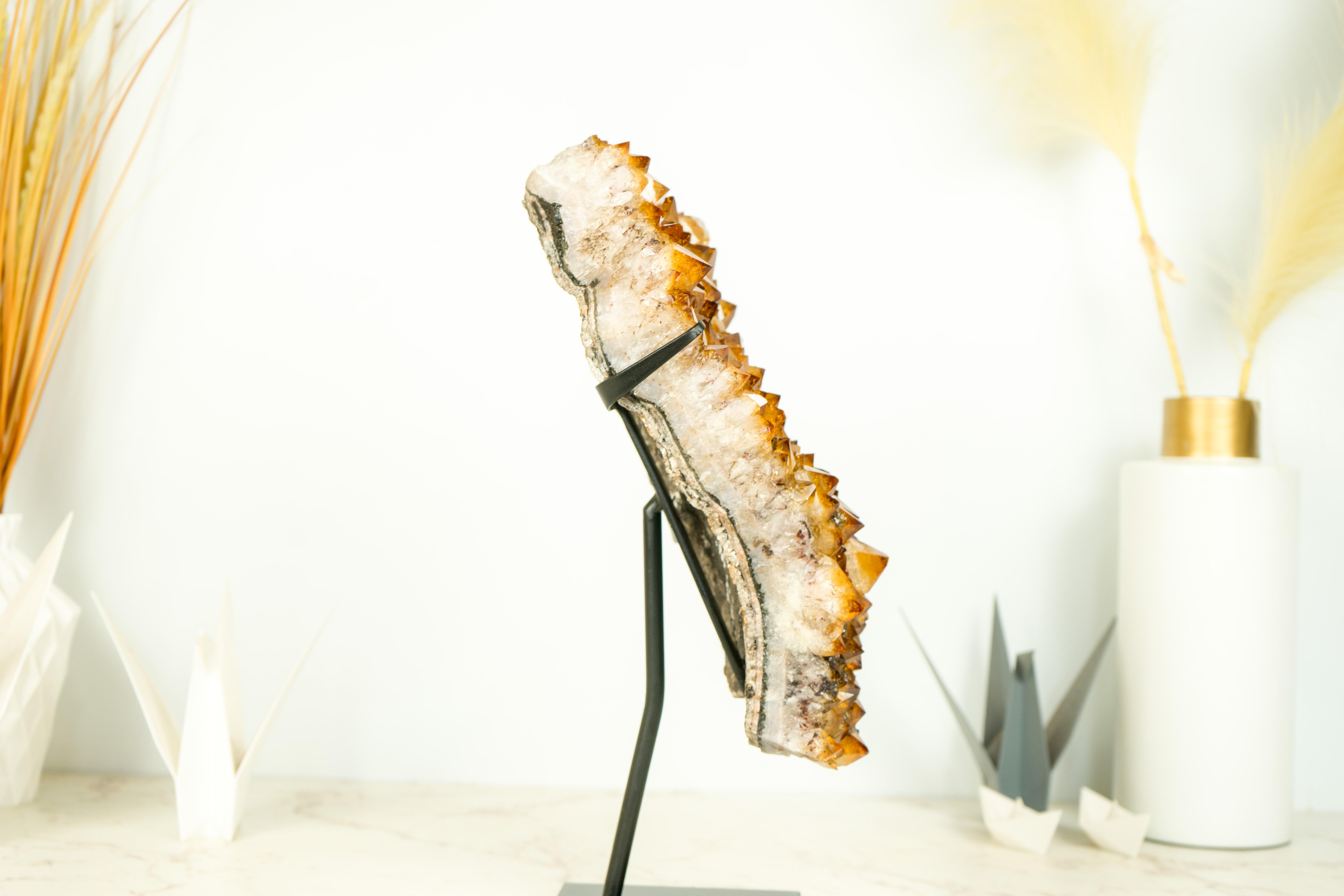 Golden Orange Citrine Cluster with Custom Display Stand, AAA-Grade For Sale 1