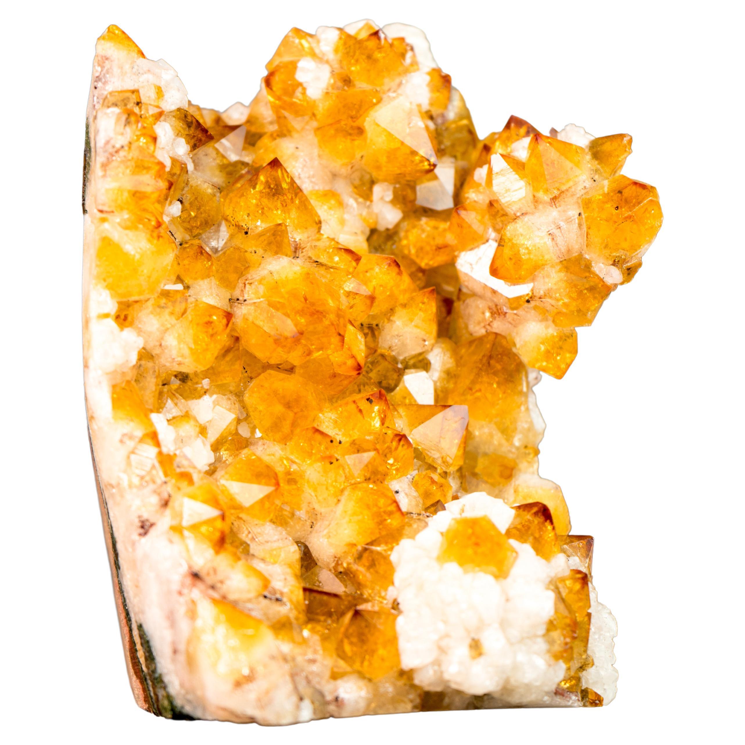 Golden Orange Citrine Crystal Cluster with Stalactite Flower and Calcite For Sale