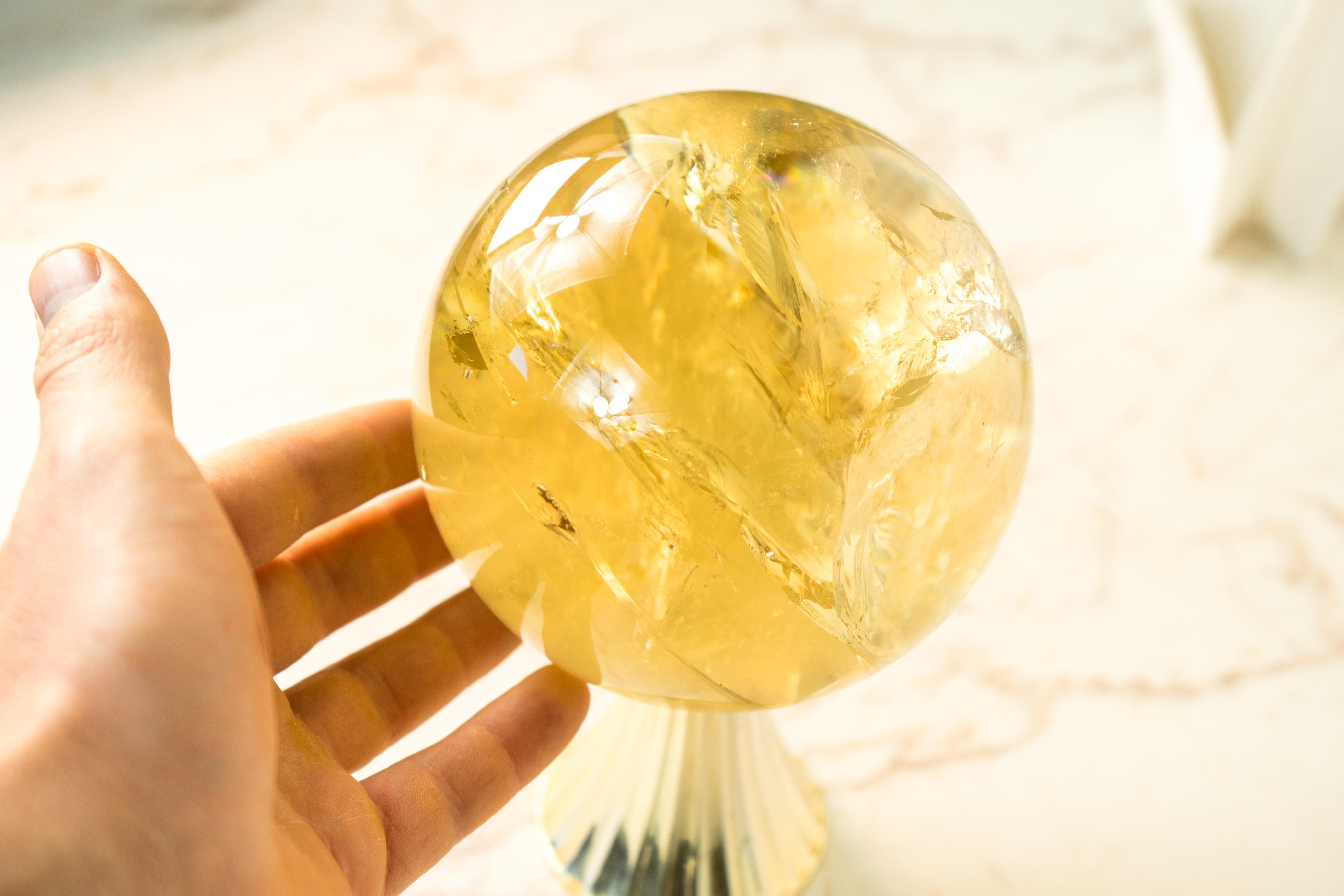 Brésilien Sphère de citrine orange doré, art en cristal, citrine naturelle authentique rare en vente