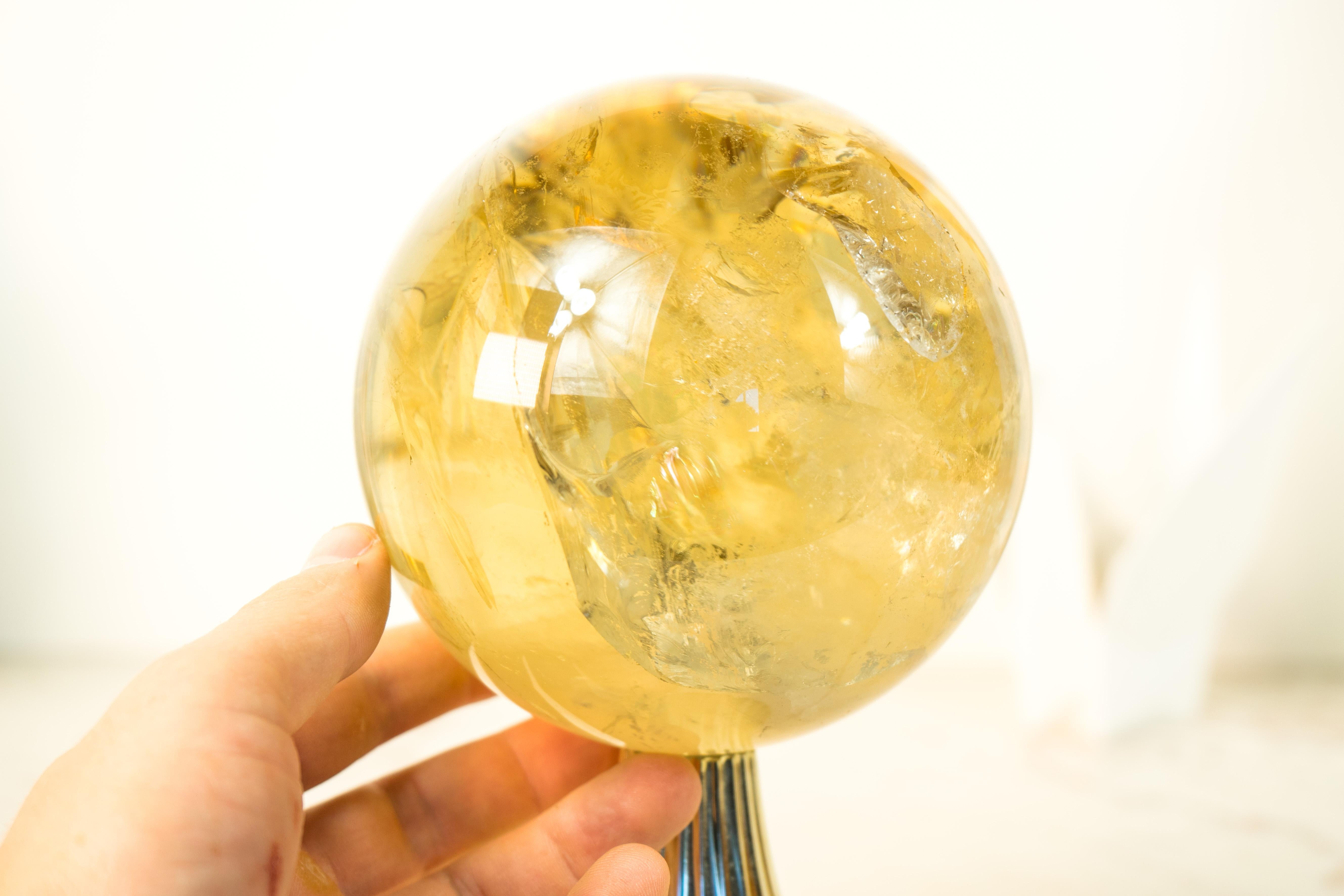XXIe siècle et contemporain Sphère de citrine orange doré, art en cristal, citrine naturelle authentique rare en vente