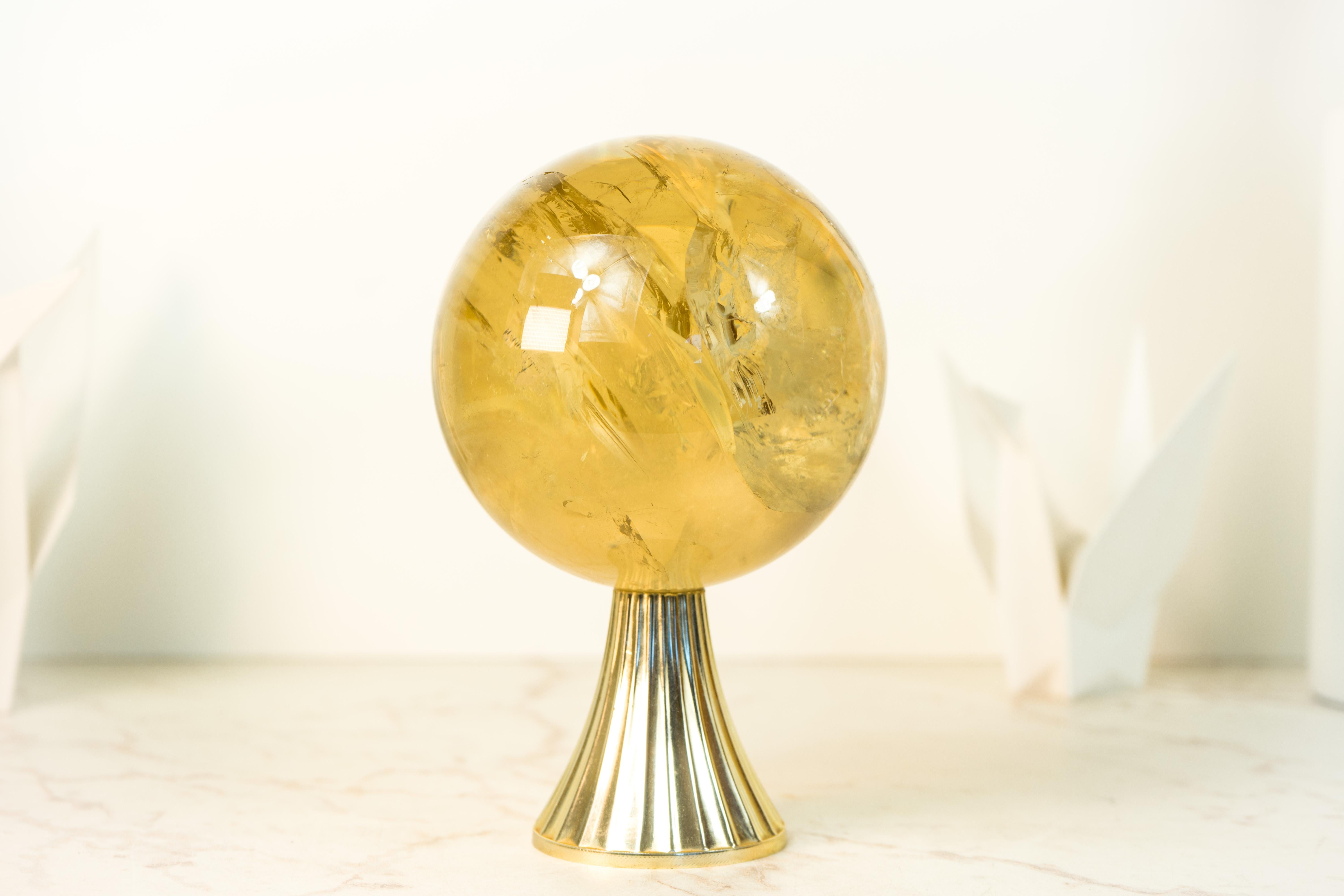 Cristal Sphère de citrine orange doré, art en cristal, citrine naturelle authentique rare en vente