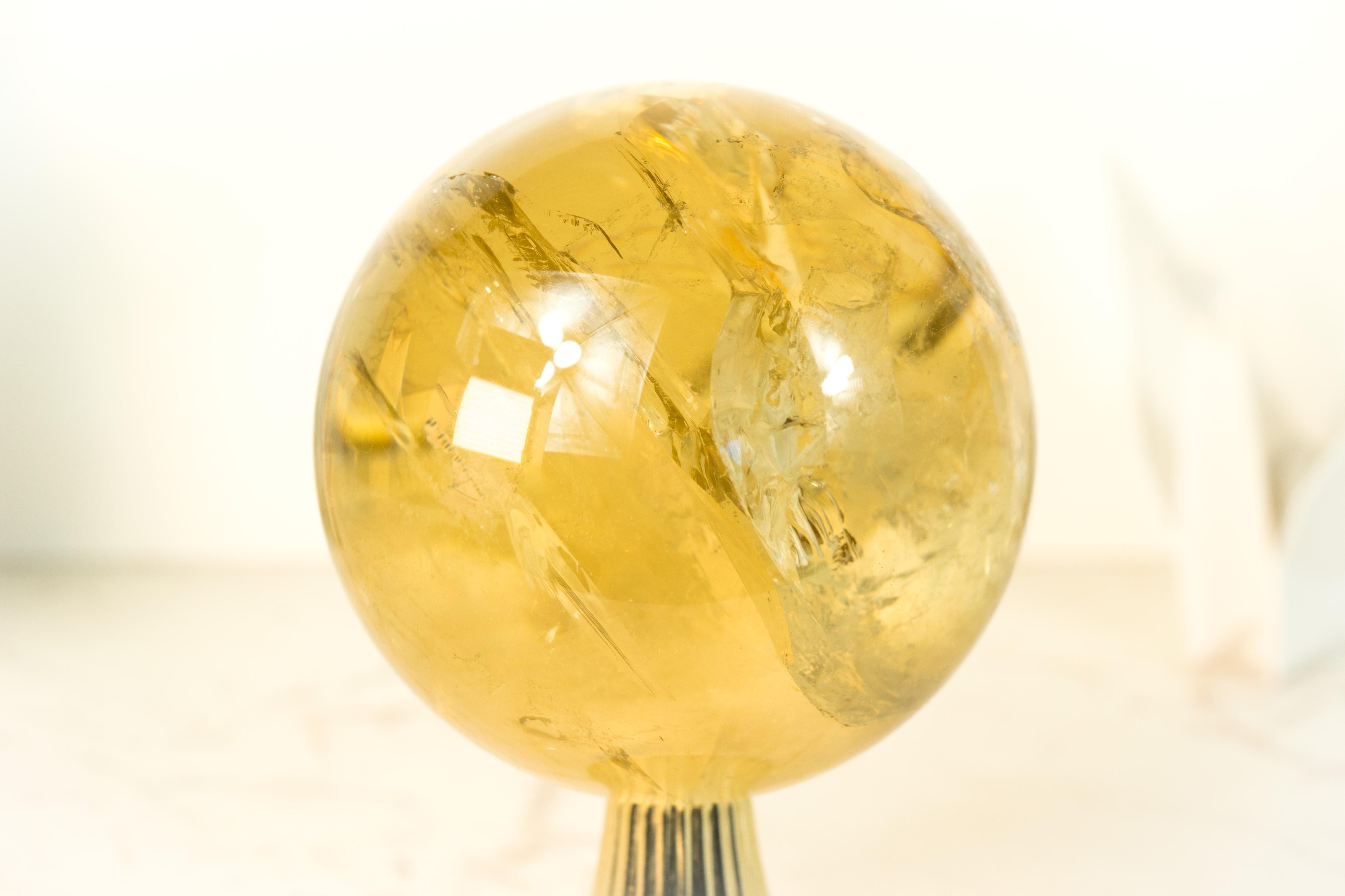 Sphère de citrine orange doré, art en cristal, citrine naturelle authentique rare en vente 2