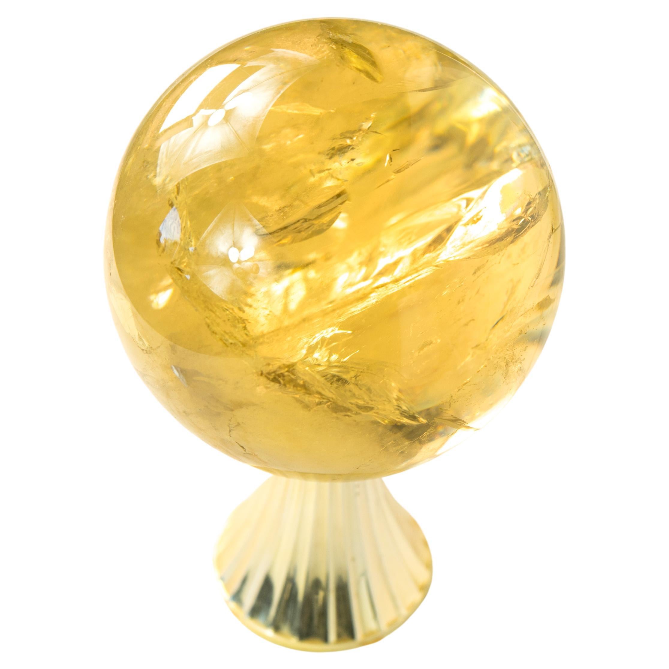 Sphère de citrine orange doré, art en cristal, citrine naturelle authentique rare en vente