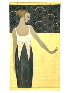 Golden Painting on fabric in the Style of Art Deco