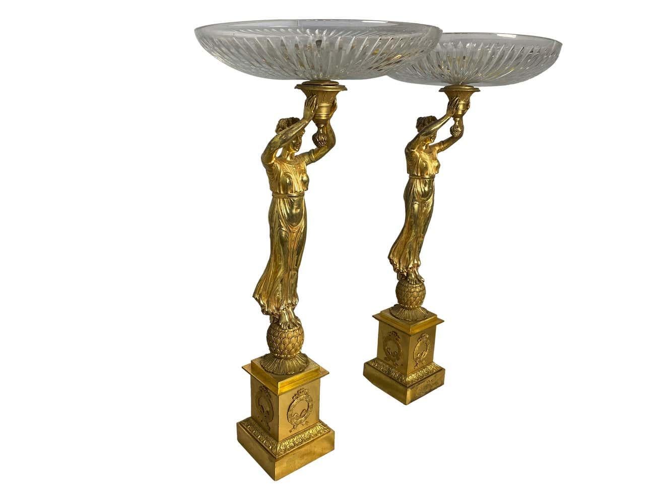 Golden Pair of Allegorical Tazzas, 20th Century For Sale 2