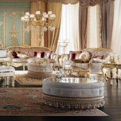 Golden Palace Sofa in Limited Massive Wood with Gold Leaf Ornament Made in Italy