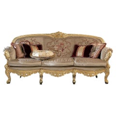 Golden Palace Sofa in Limited Massive Wood with Gold Leaf Ornament Made in Italy