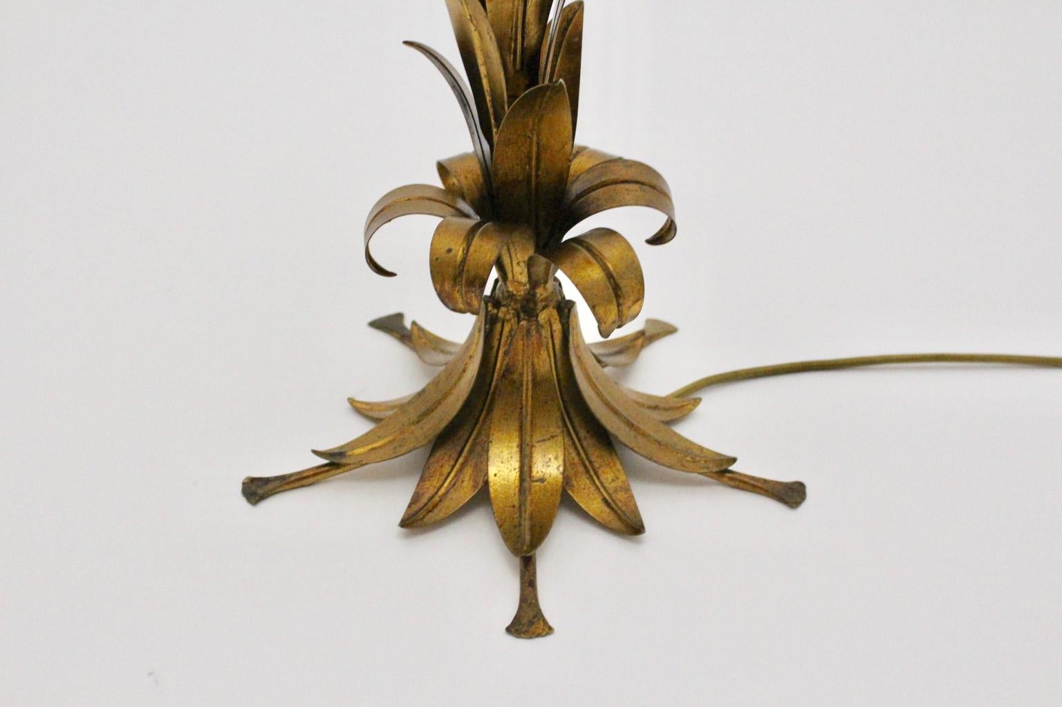 20th Century Hollywood Regency Style Golden Vintage Palm Tree Table Lamp Hans Kögl, 1970s