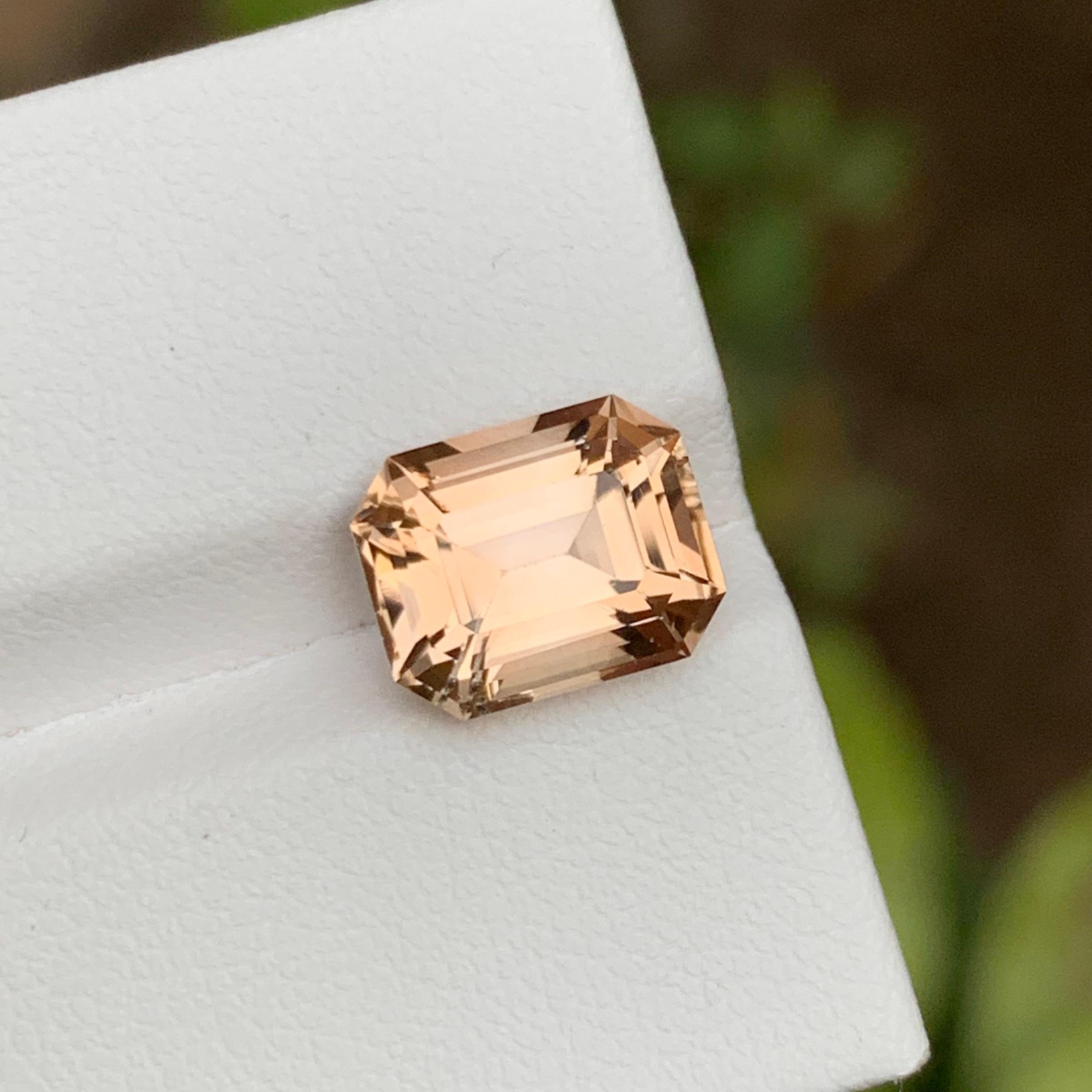 Golden Peach Natural Imperial Topaz Gemstone, 4.75 Ct Emerald Cut-Ring/Pendant 5