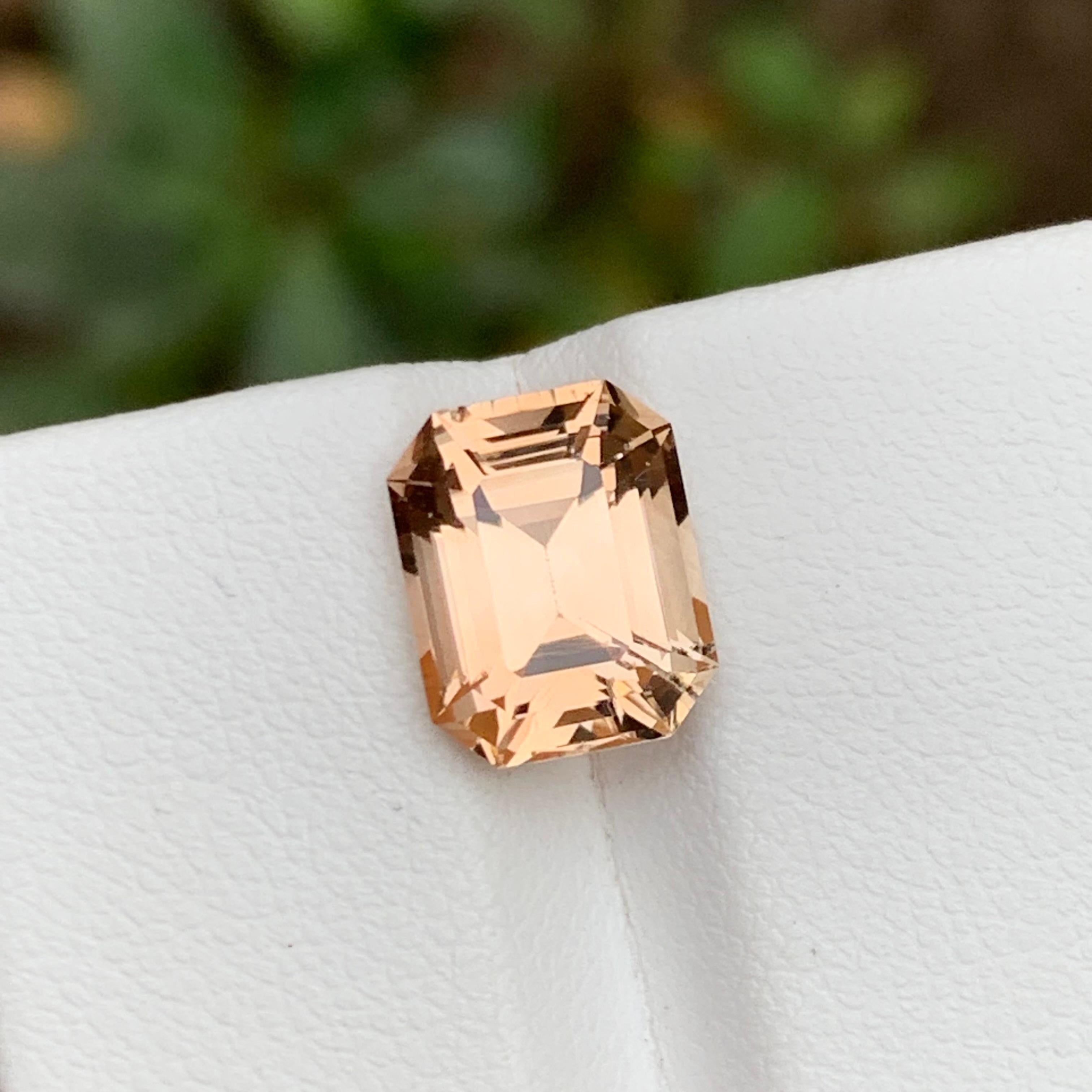 Golden Peach Natural Imperial Topaz Gemstone, 4.75 Ct Emerald Cut-Ring/Pendant 7