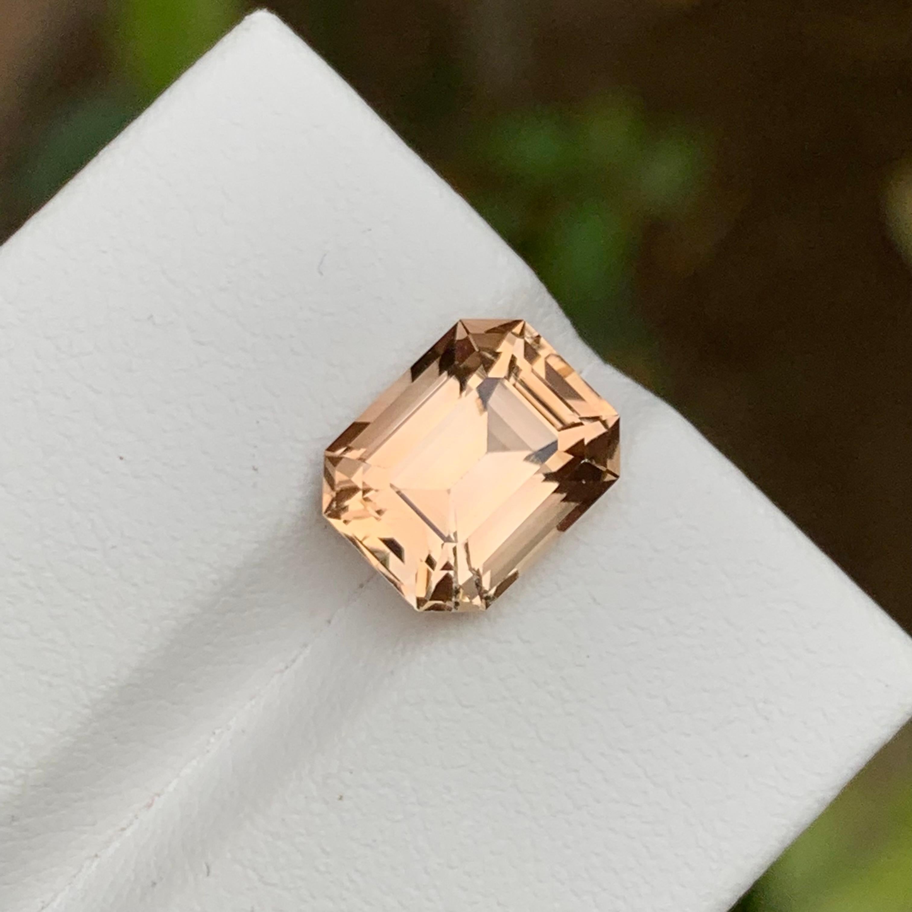 Golden Peach Natural Imperial Topaz Gemstone, 4.75 Ct Emerald Cut-Ring/Pendant 9