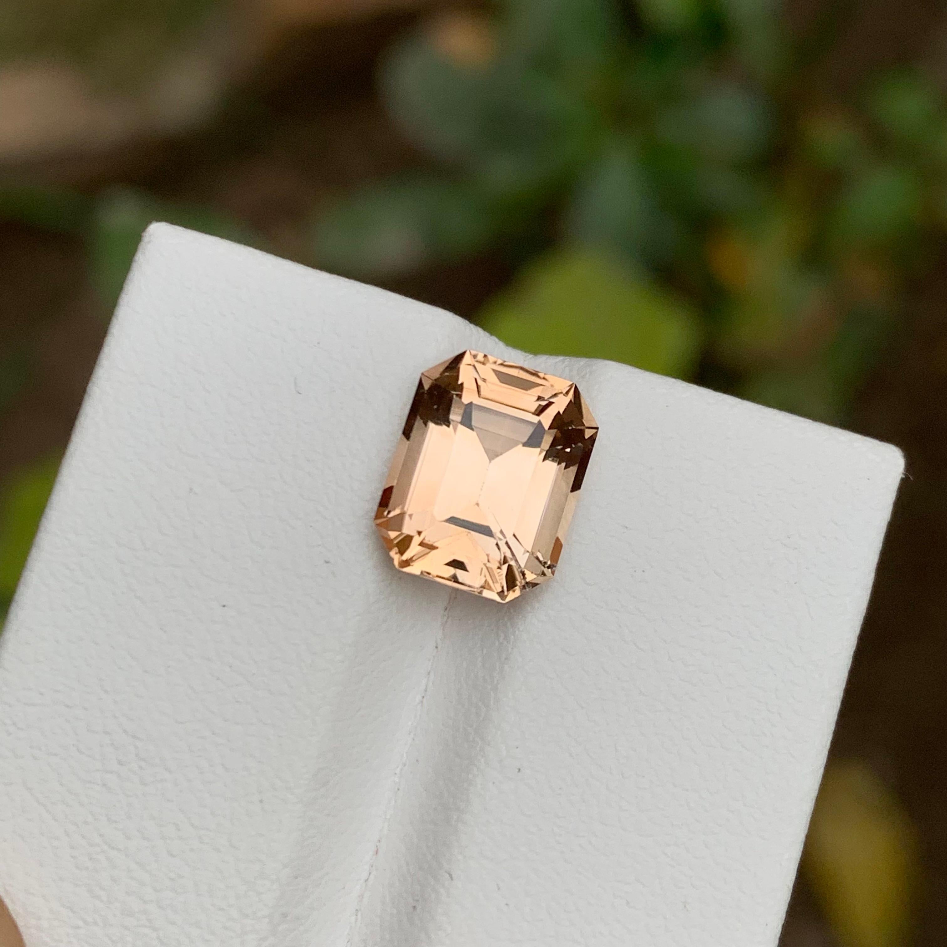 Golden Peach Natural Imperial Topaz Gemstone, 4.75 Ct Emerald Cut-Ring/Pendant 11