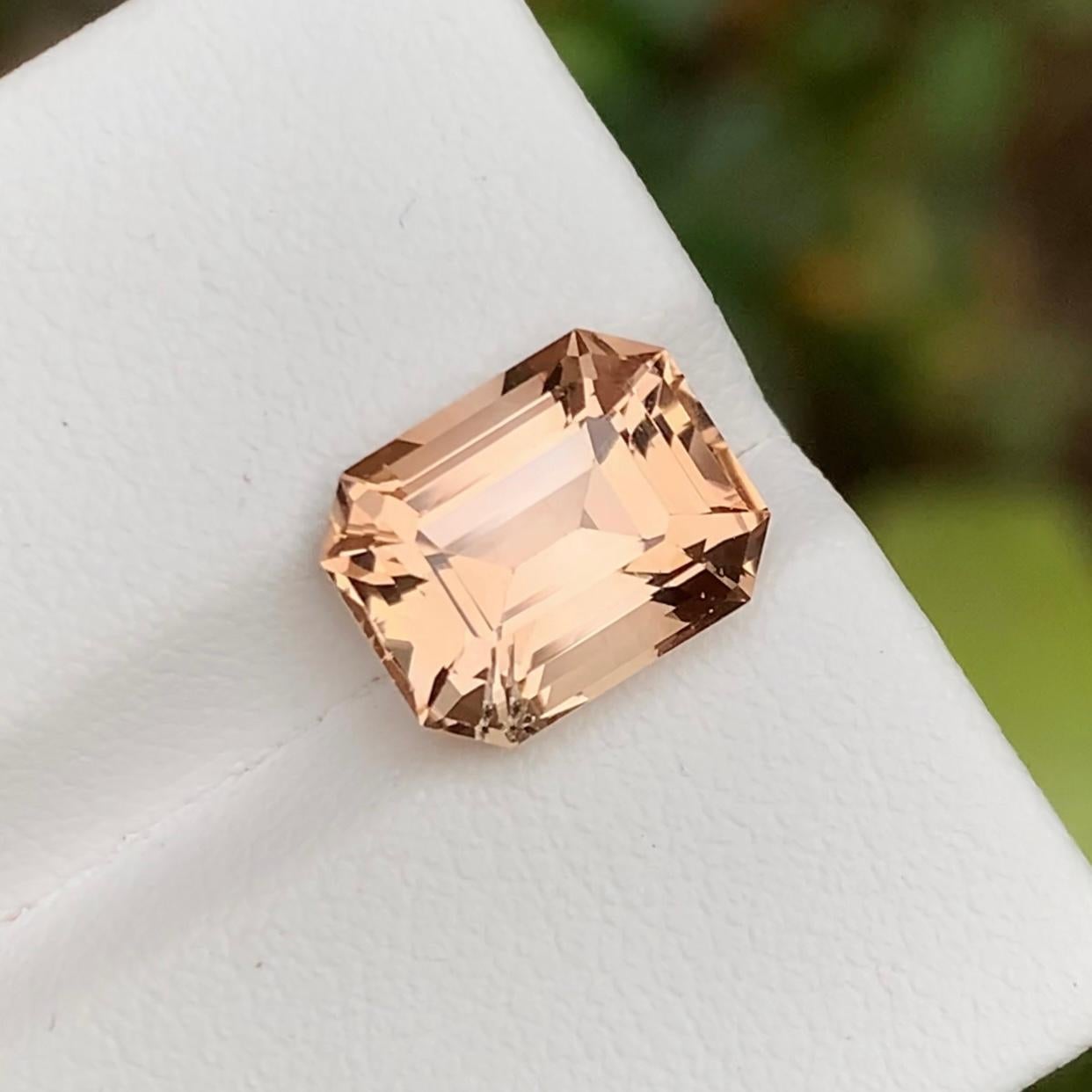 Contemporary Golden Peach Natural Imperial Topaz Gemstone, 4.75 Ct Emerald Cut-Ring/Pendant