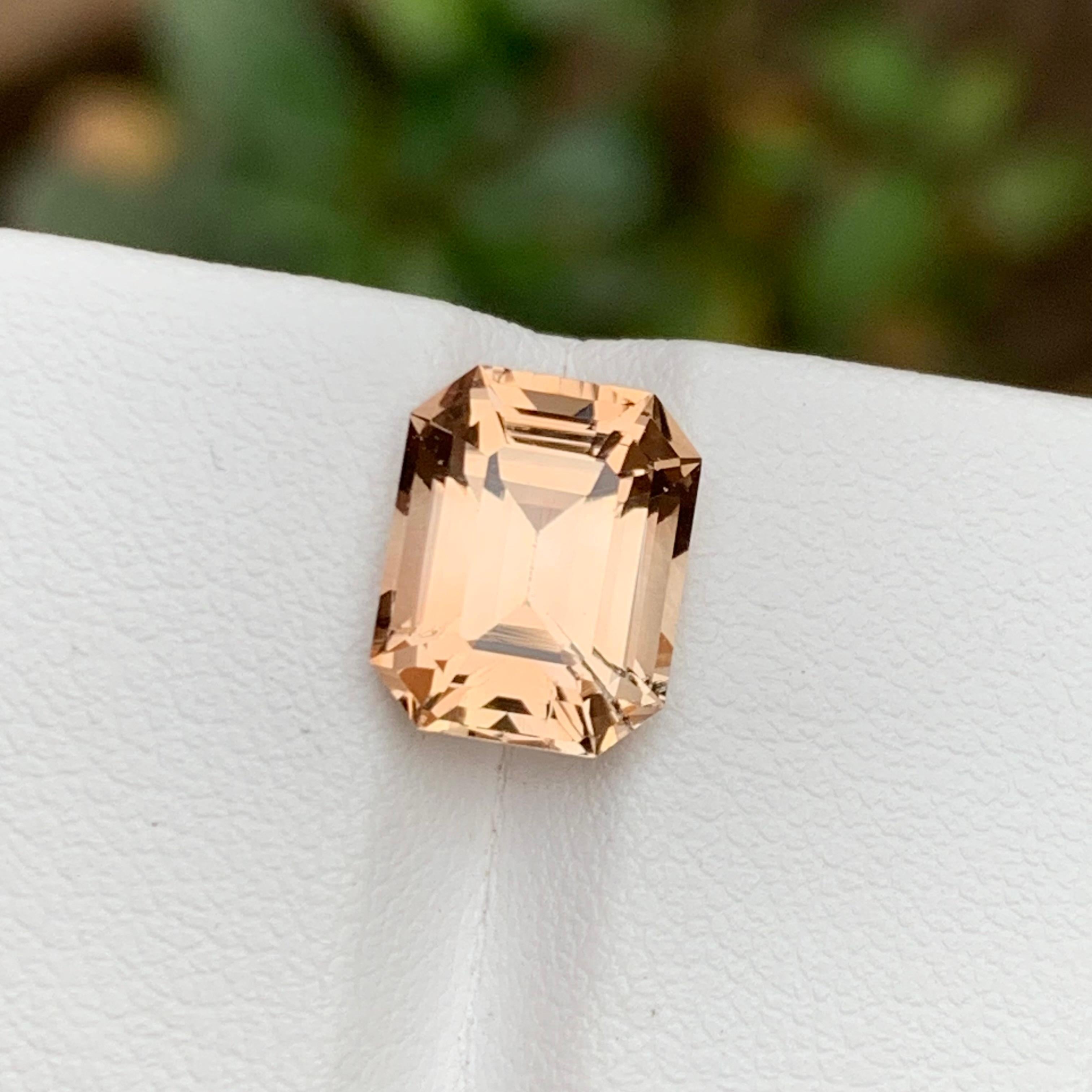 Golden Peach Natural Imperial Topaz Gemstone, 4.75 Ct Emerald Cut-Ring/Pendant 2