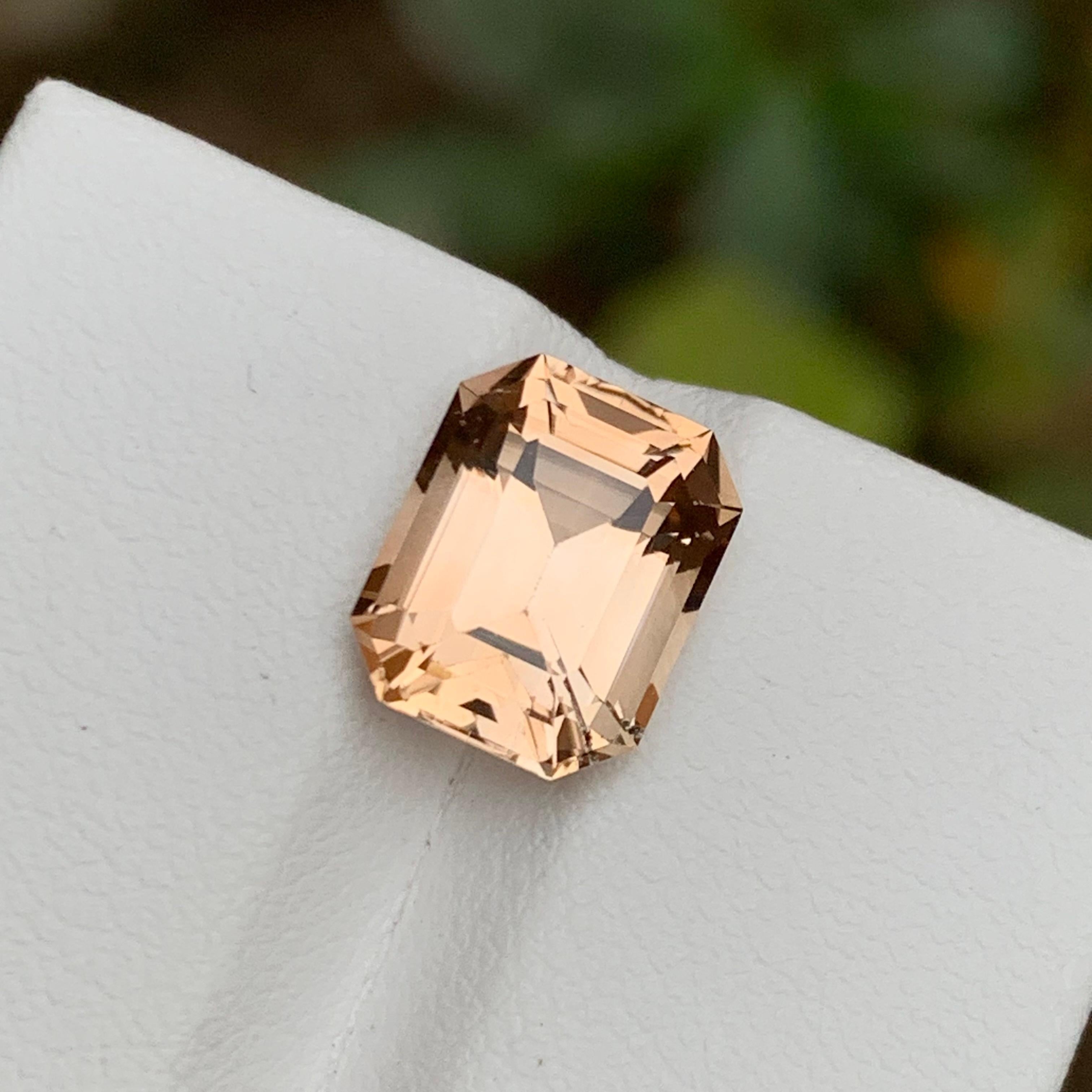 Golden Peach Natural Imperial Topaz Gemstone, 4.75 Ct Emerald Cut-Ring/Pendant 3