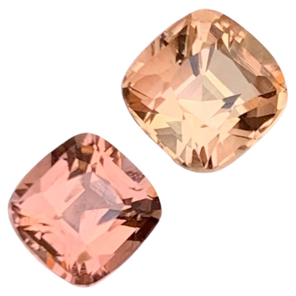 Golden Peach & Pink Tourmaline Gemstones 2.05 Ct Cushion Cut for Ring or Pendant For Sale