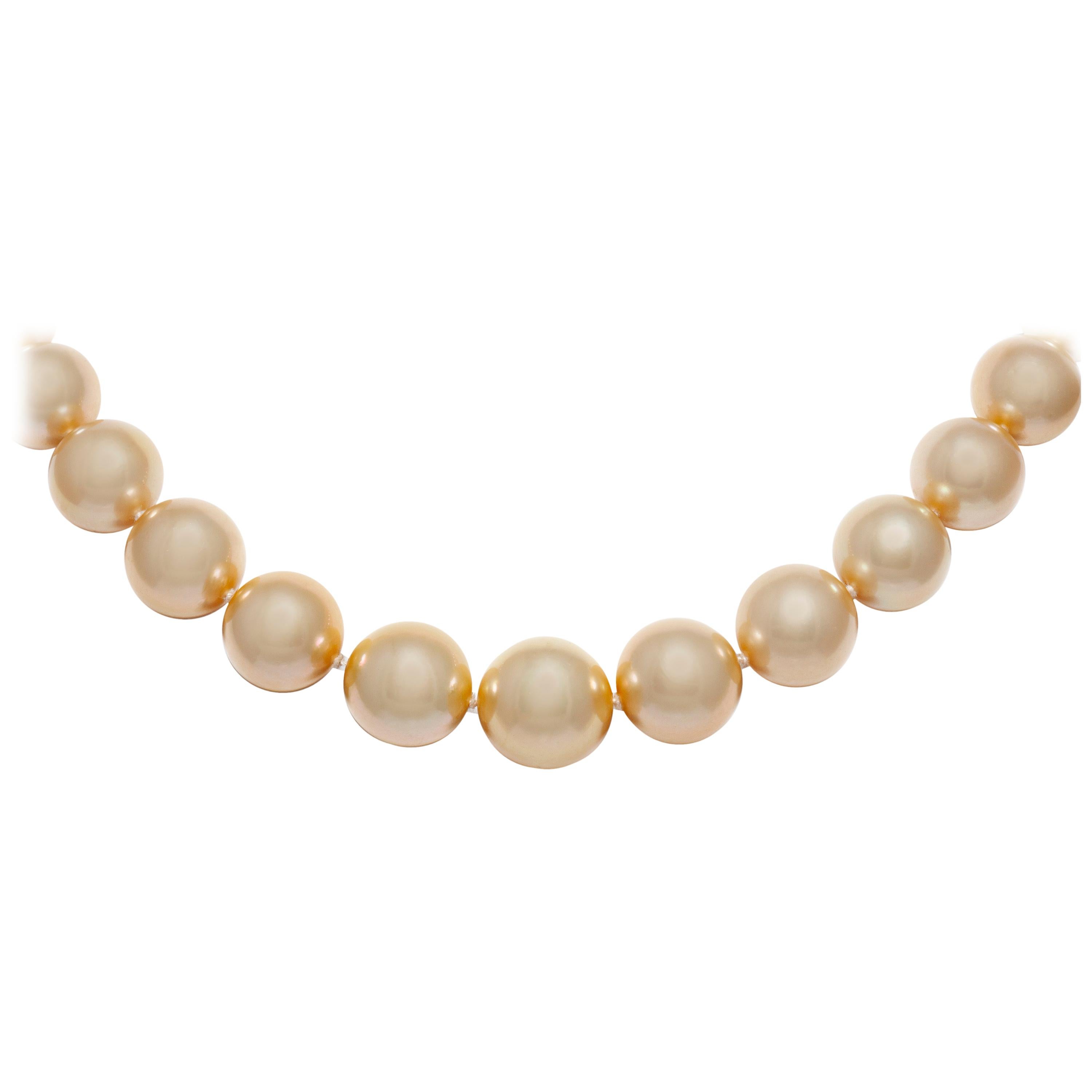 Golden Pearl Necklace For Sale