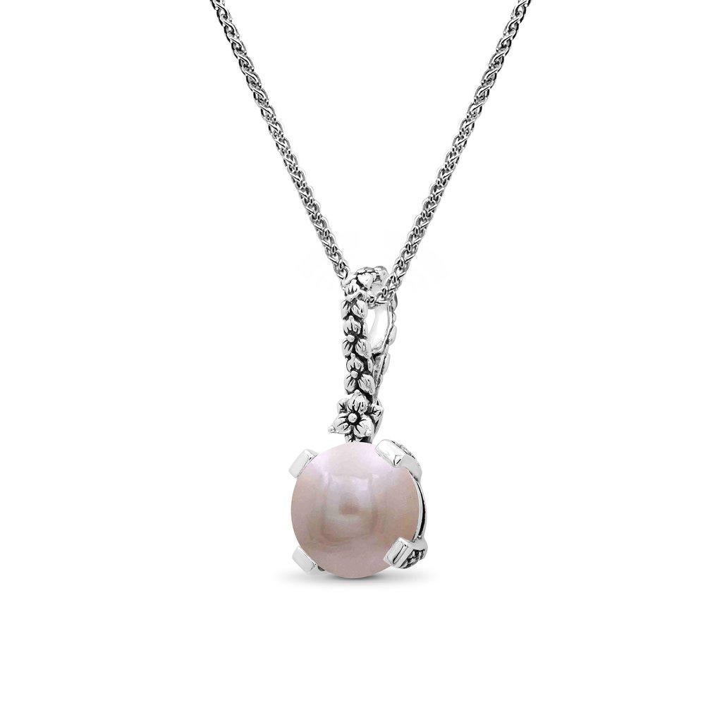 Artisan Golden Pearl Pendant in Sterling Silver For Sale