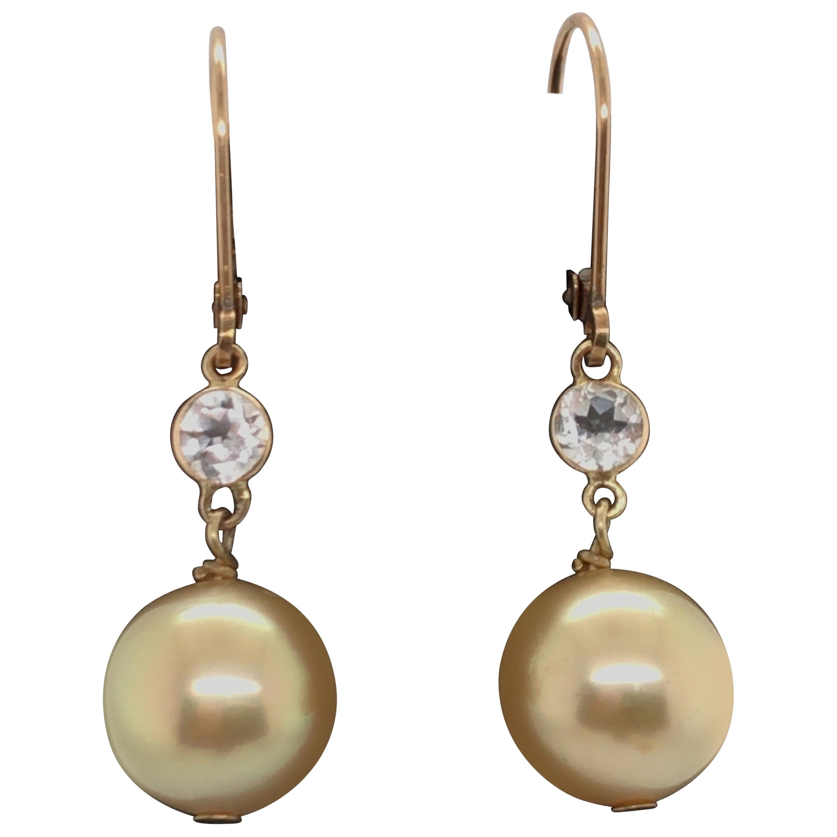 14 Karat Double Bubble Golden Baroque Pearl Earrings For Sale at 1stDibs double pearl earrings