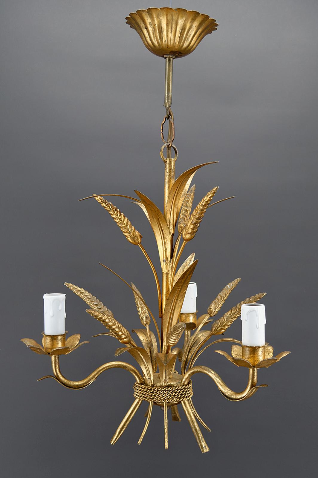 Gilt Golden Pendant with Ears of Wheat, circa 1960 For Sale