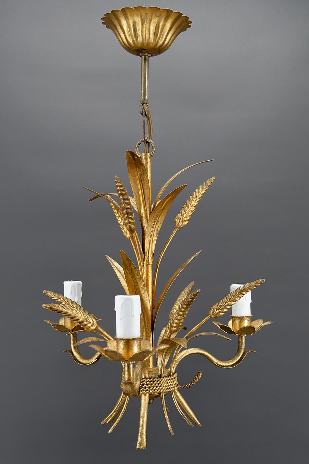 Mid-20th Century Golden Pendant with Ears of Wheat, circa 1960 For Sale