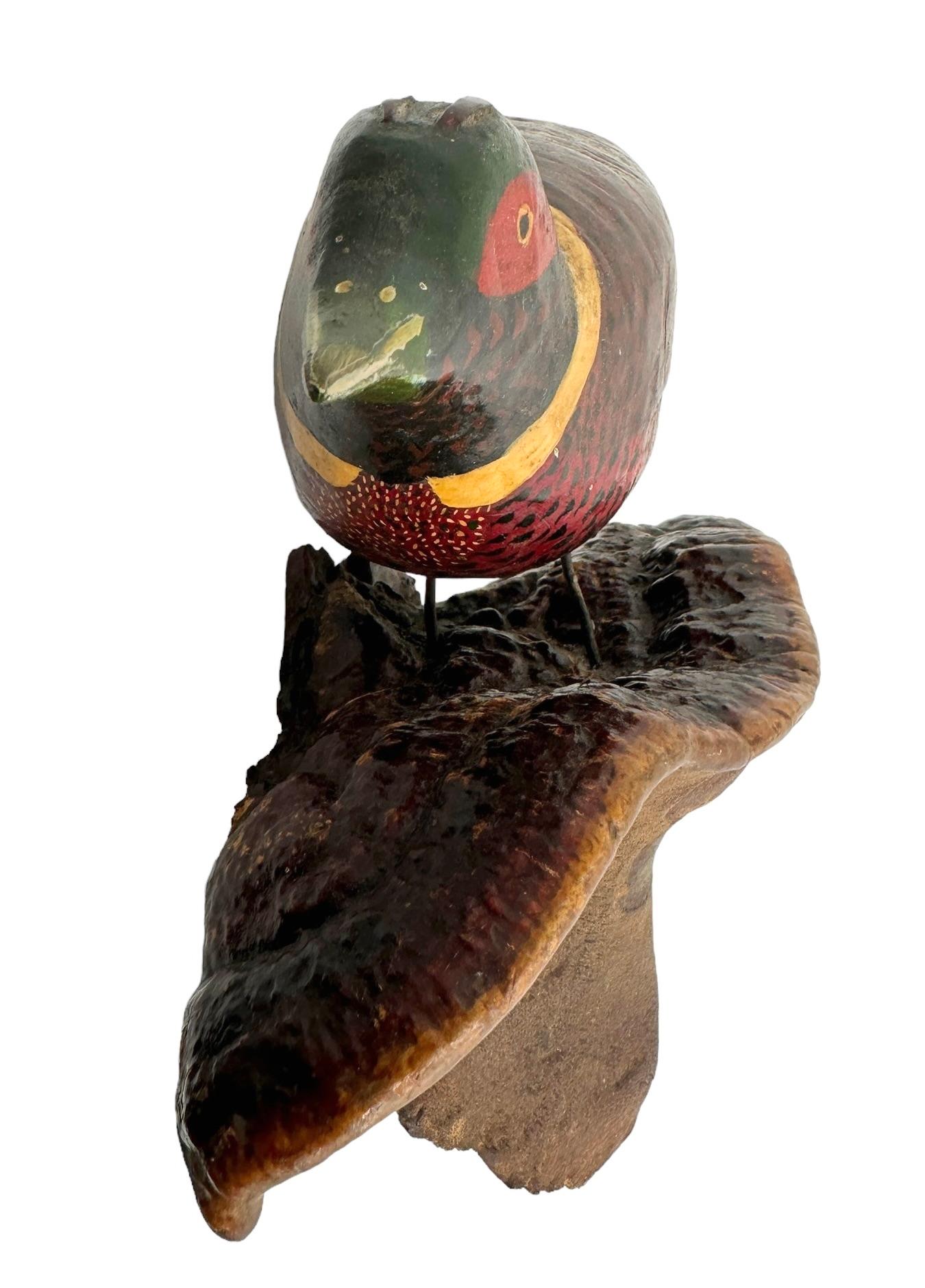 Faisán dorado Vichtauer Pájaro tallado en madera Arte popular de la Selva Negra, Austria, 1900 en venta 2