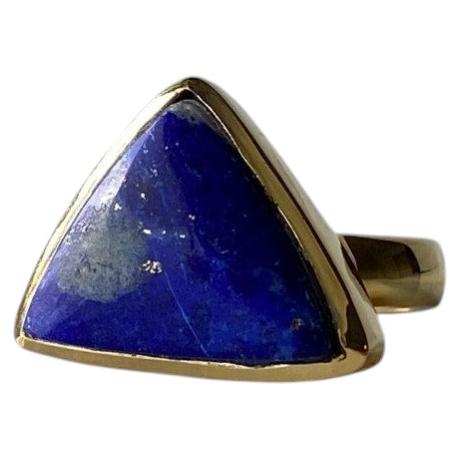 Golden plated lapis lazuli silver ring