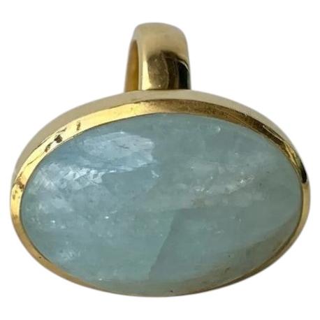 Golden plated Siberian blue beryl silver ring For Sale