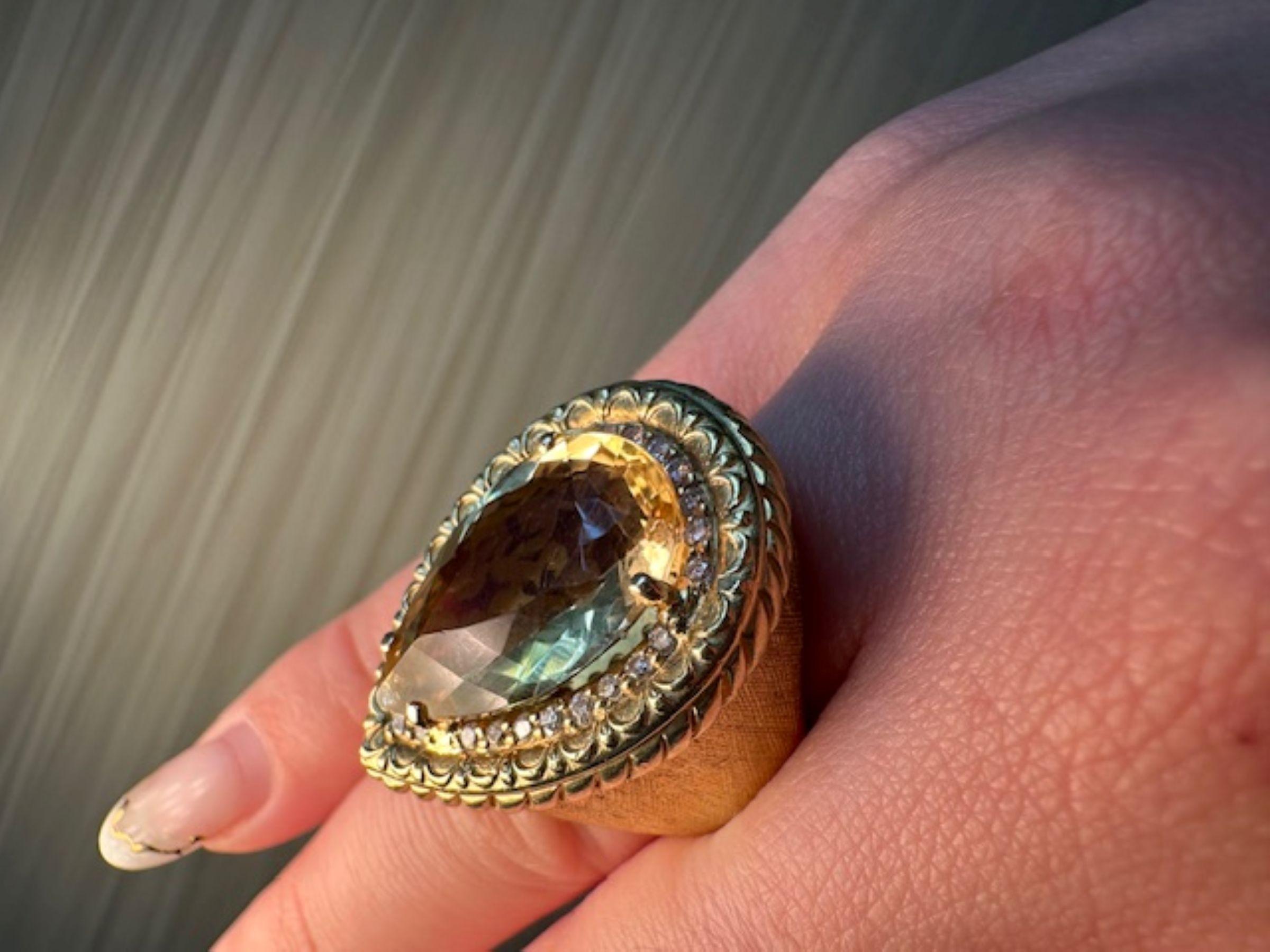 Golden Radiance - Bague en béryl jaune de 20,94ct avec 0,38ct de diamants en 18ky en vente 5