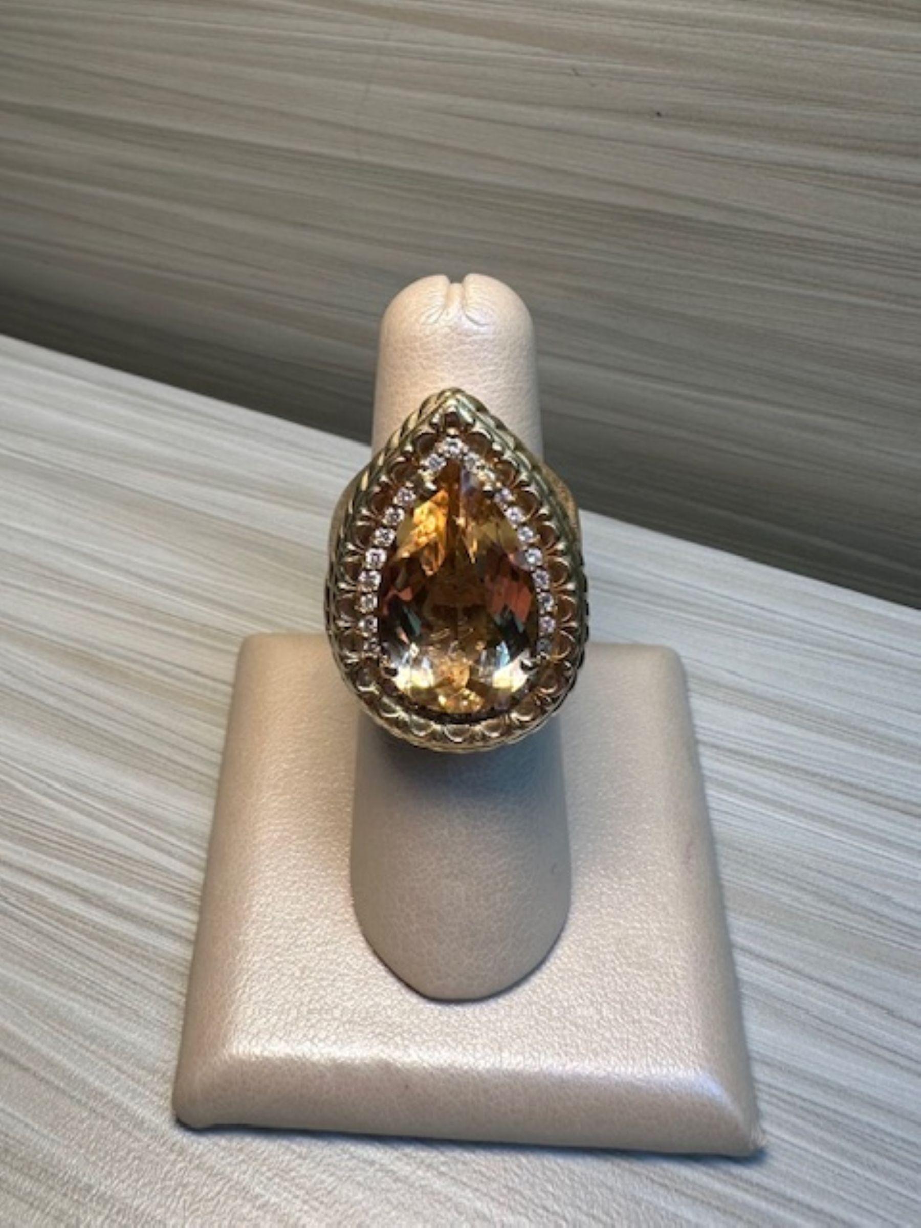 Golden Radiance - Bague en béryl jaune de 20,94ct avec 0,38ct de diamants en 18ky Neuf - En vente à Miami, FL