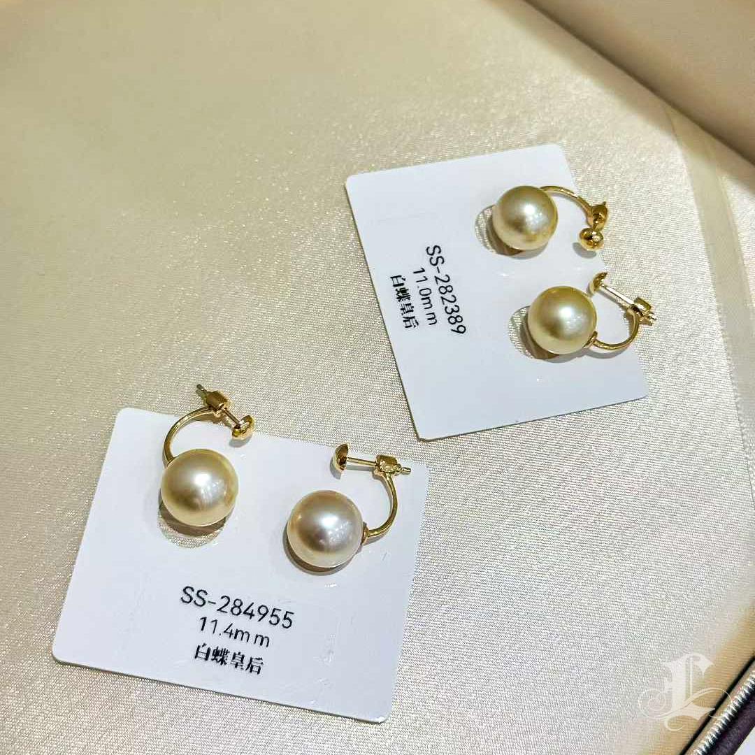 【Sculpted Geometry】PSL Certified South Sea Golden Pearl Jacket Earrings For Sale 5